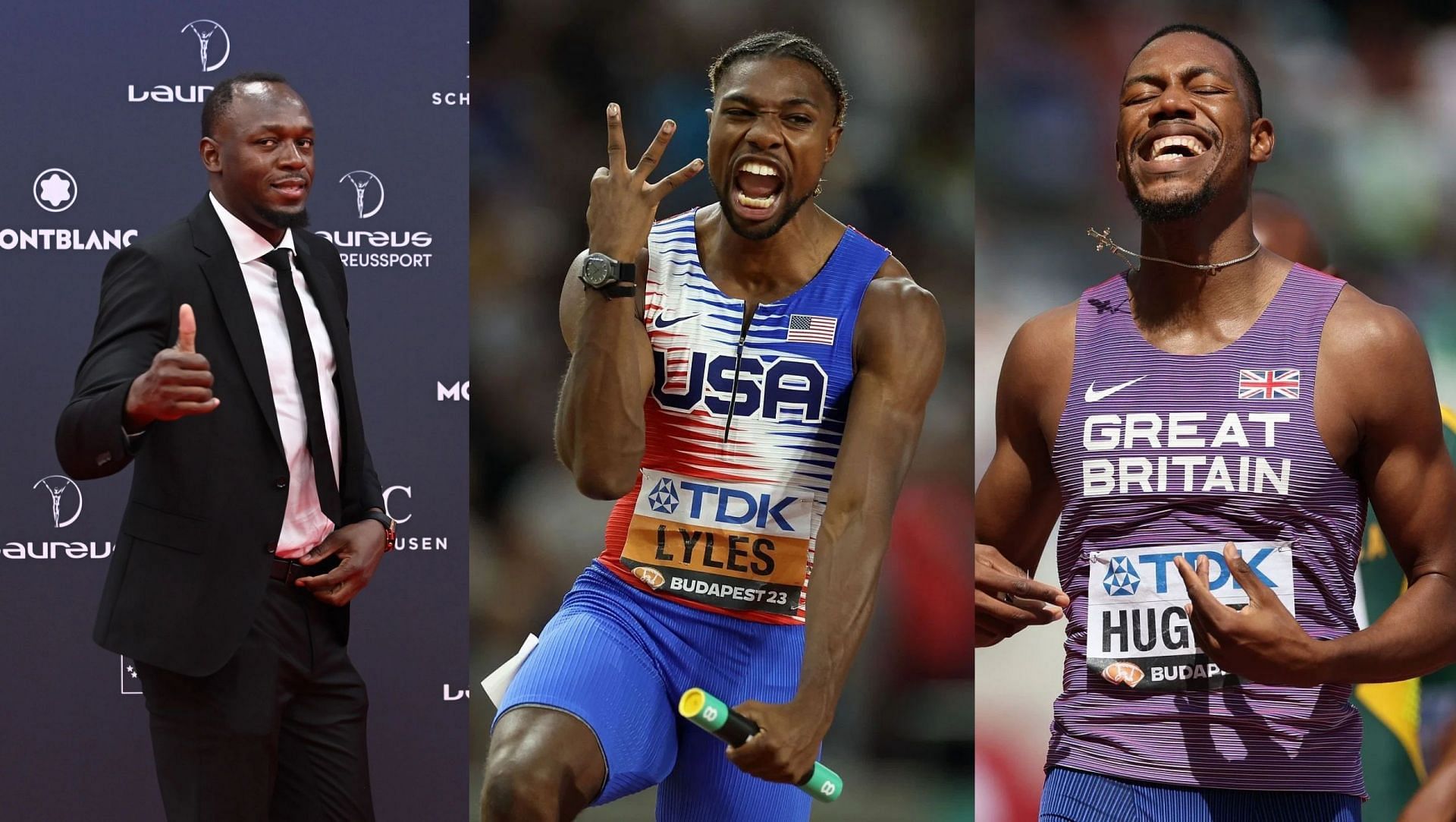 Noah Lyles, Usain Bolt and Zharnel Hughes