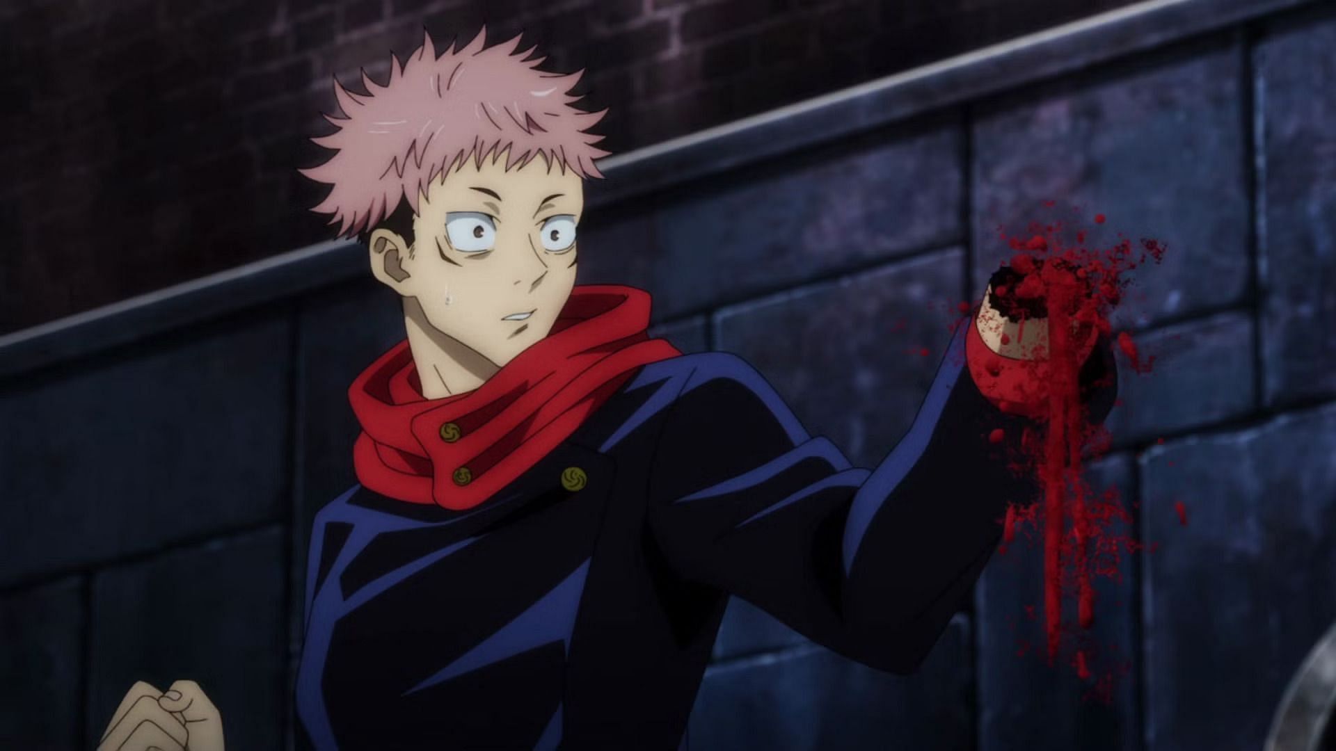 Yuji Itadori as seen in the Jujutsu Kaisen anime (Image via MAPPA Studios)