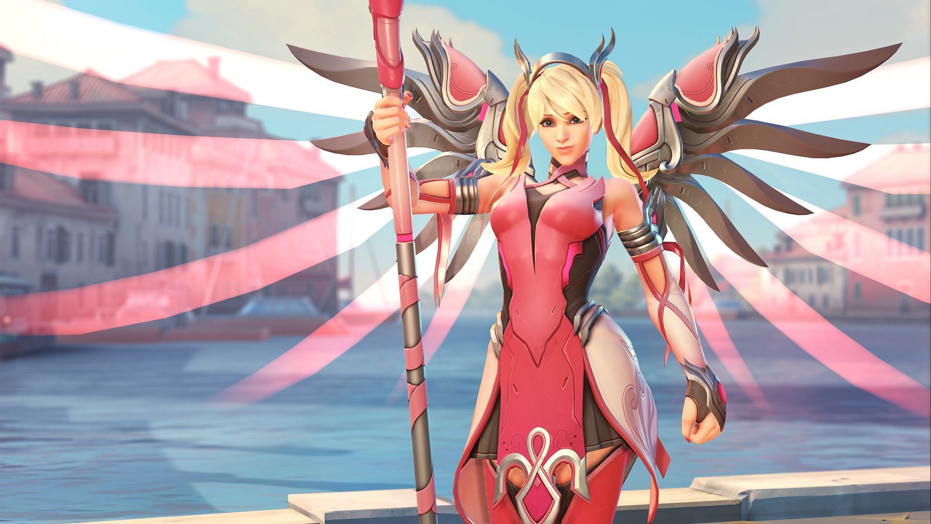 Pink Mercy in Overwatch 2 (Image via Blizzard Entertainment and BCRF)