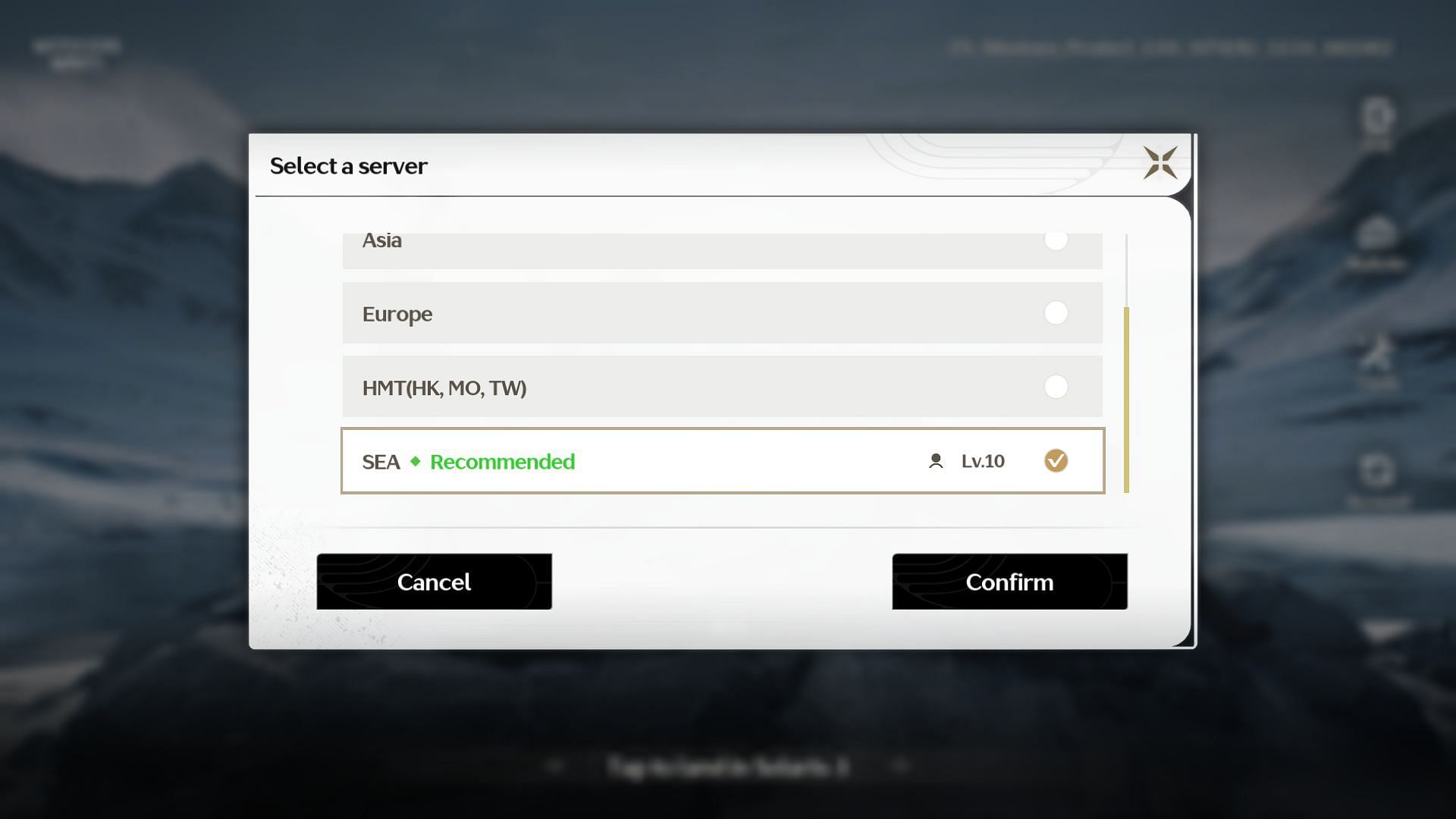 Changing your server can be a potential fix to the stuttering issue in Wuthering Waves. (Image via Kuro Games)