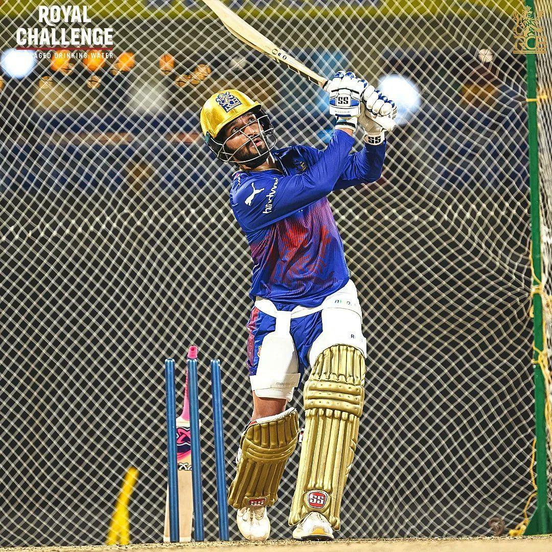 Rajat Patidar practicing ahead of a game. [RCB]