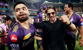 [Watch] "God's plan bro" - KKR co-owner Shah Rukh Khan hugs Rinku Singh as they celebrate 3rd IPL victory