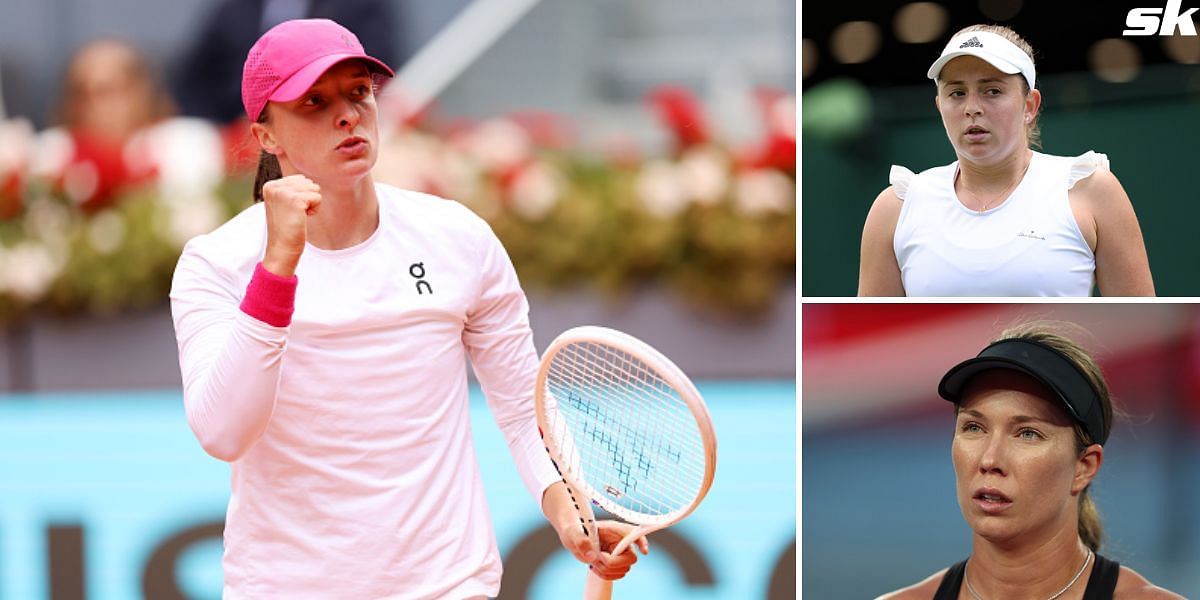 Iga Swiatek (L), Jelena Ostapenko (upper-right) and Danielle Collins (down-right) [Source: Getty Images]