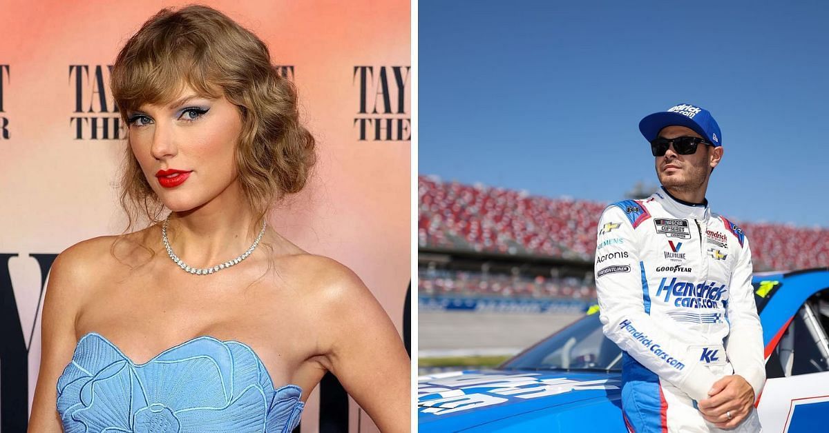 Taylor Swift (L) and Hendrick Motorsports driver Kyle Larson (R)