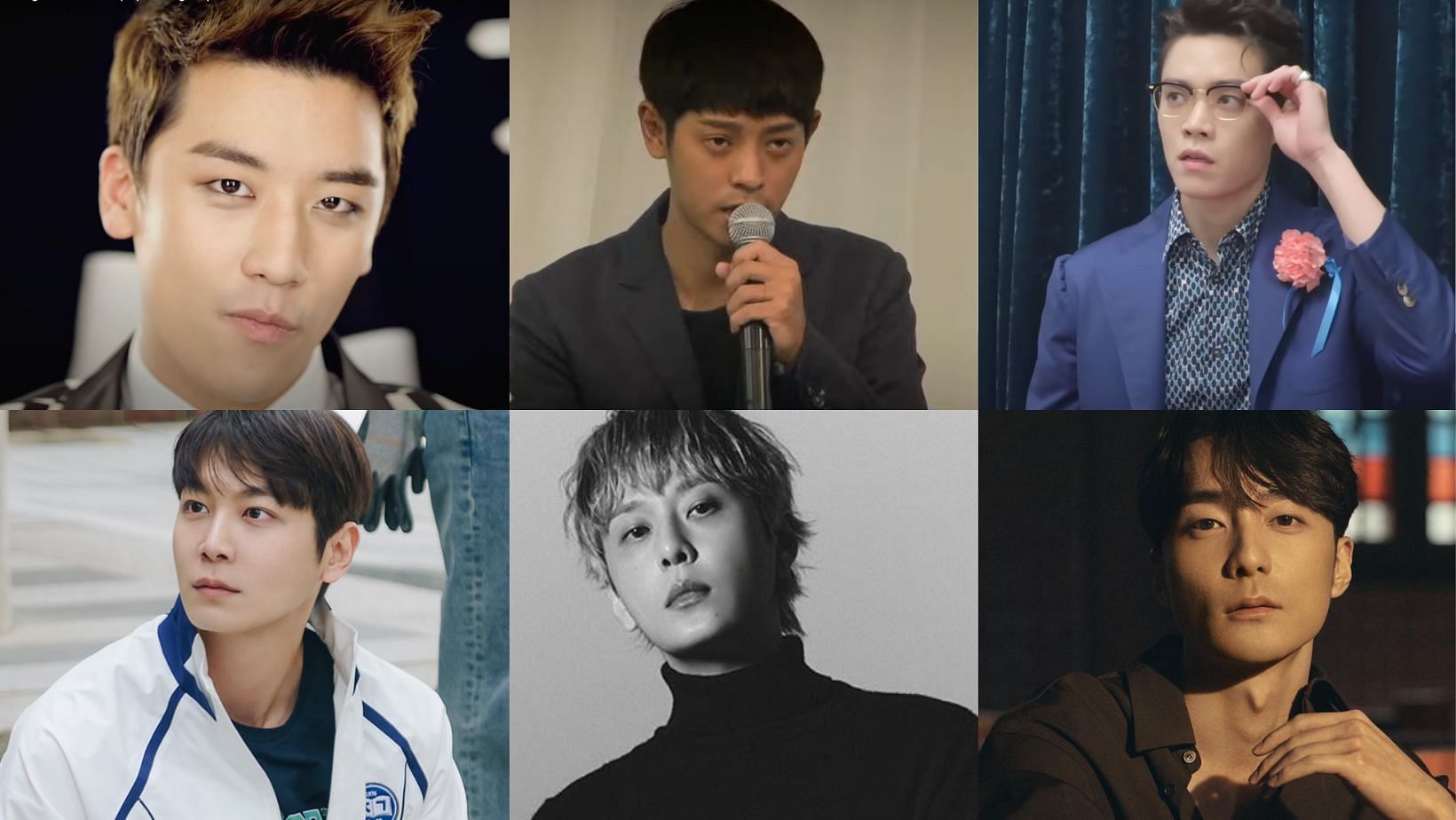 The Burning Sun scandal chatroom members and their roles in the criminal incident. (Images via YouTube/BBC World Service, Eddy Kim and Instagram/@bigbadboii, @lcdoubleu, @roykimmusic)