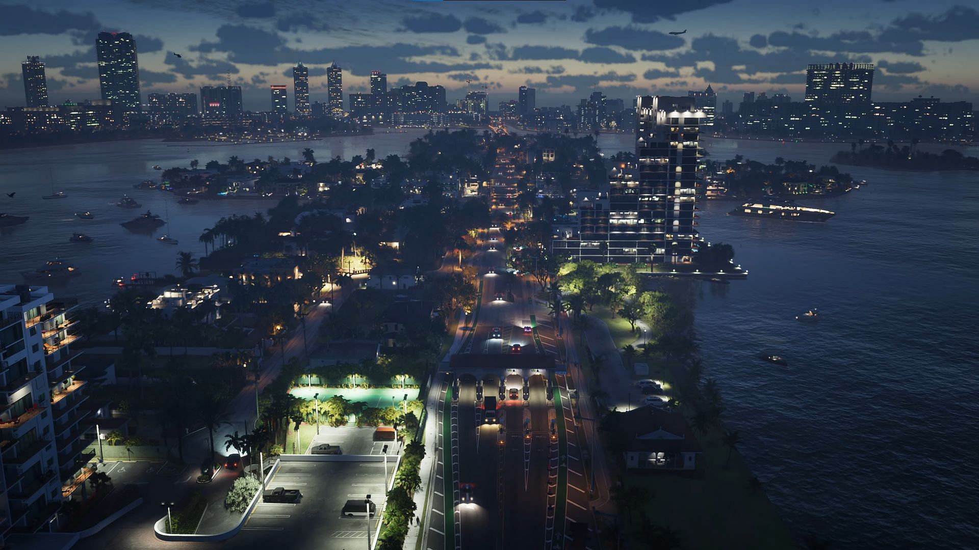 An overview of Vice City from the first Grand Theft Auto 6 trailer (Image via Rockstar Games)