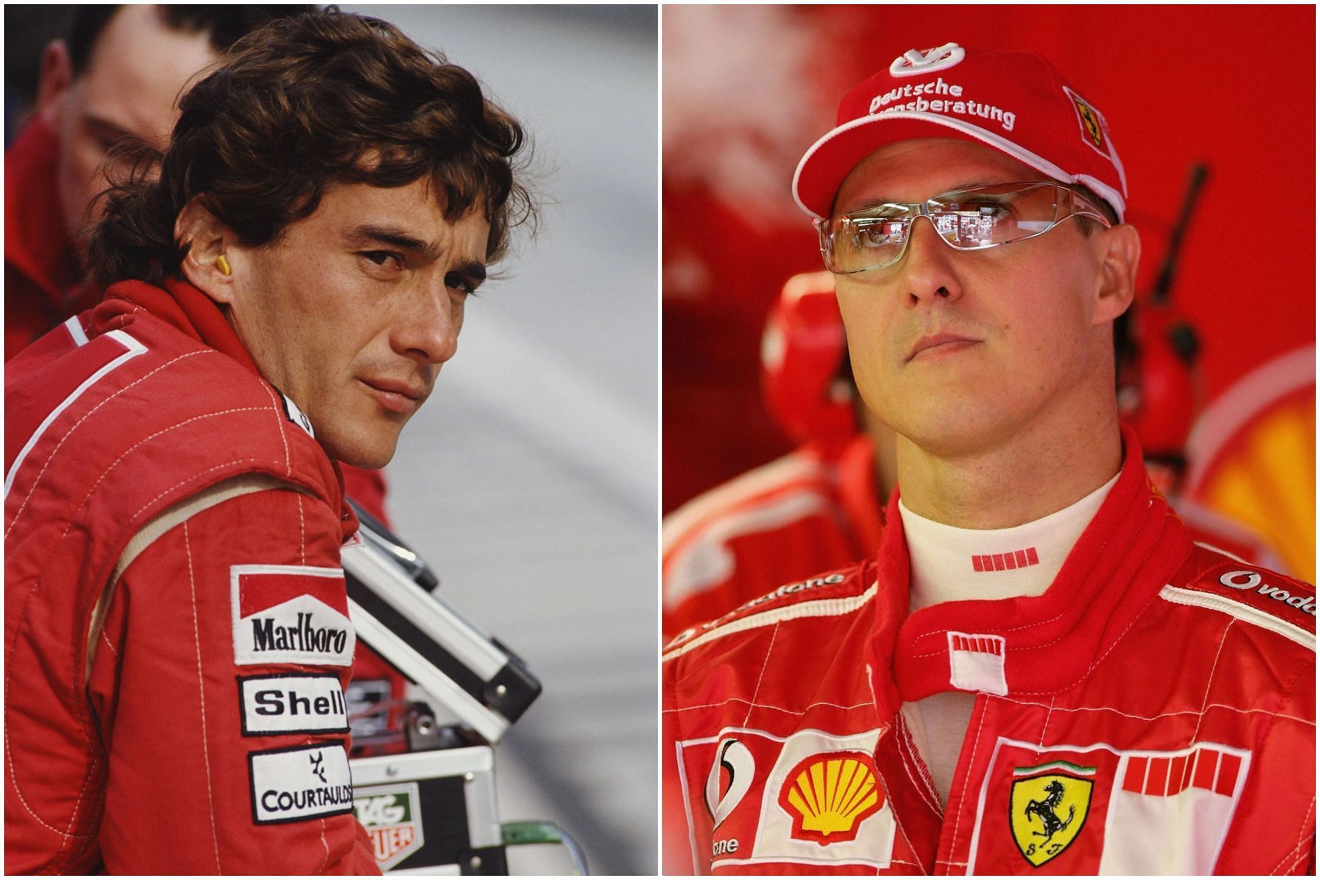 Ayrton Senna (L) and Michael Schumacher (R) (Collage via Sportskeeda)