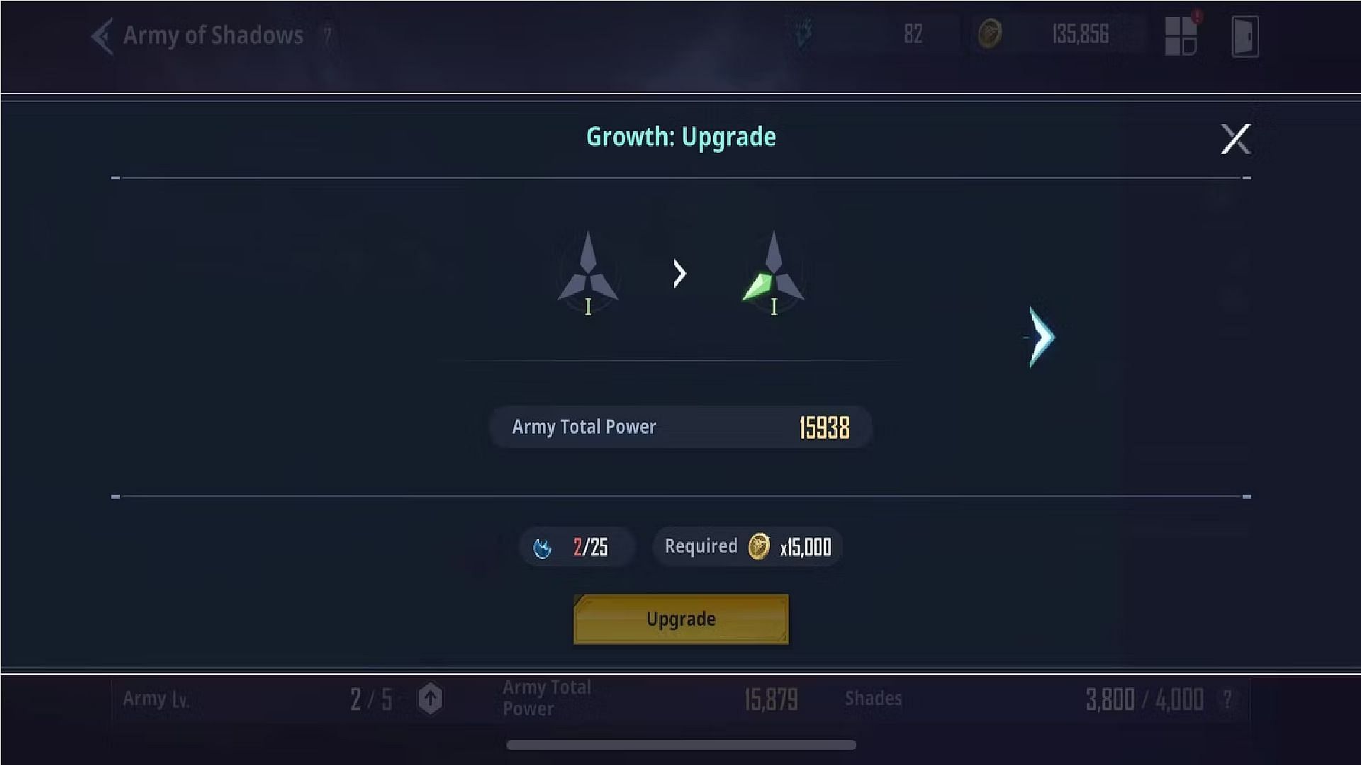 You can upgrade the Growth of individual Shadows using these fragments (Image via Netmarble)