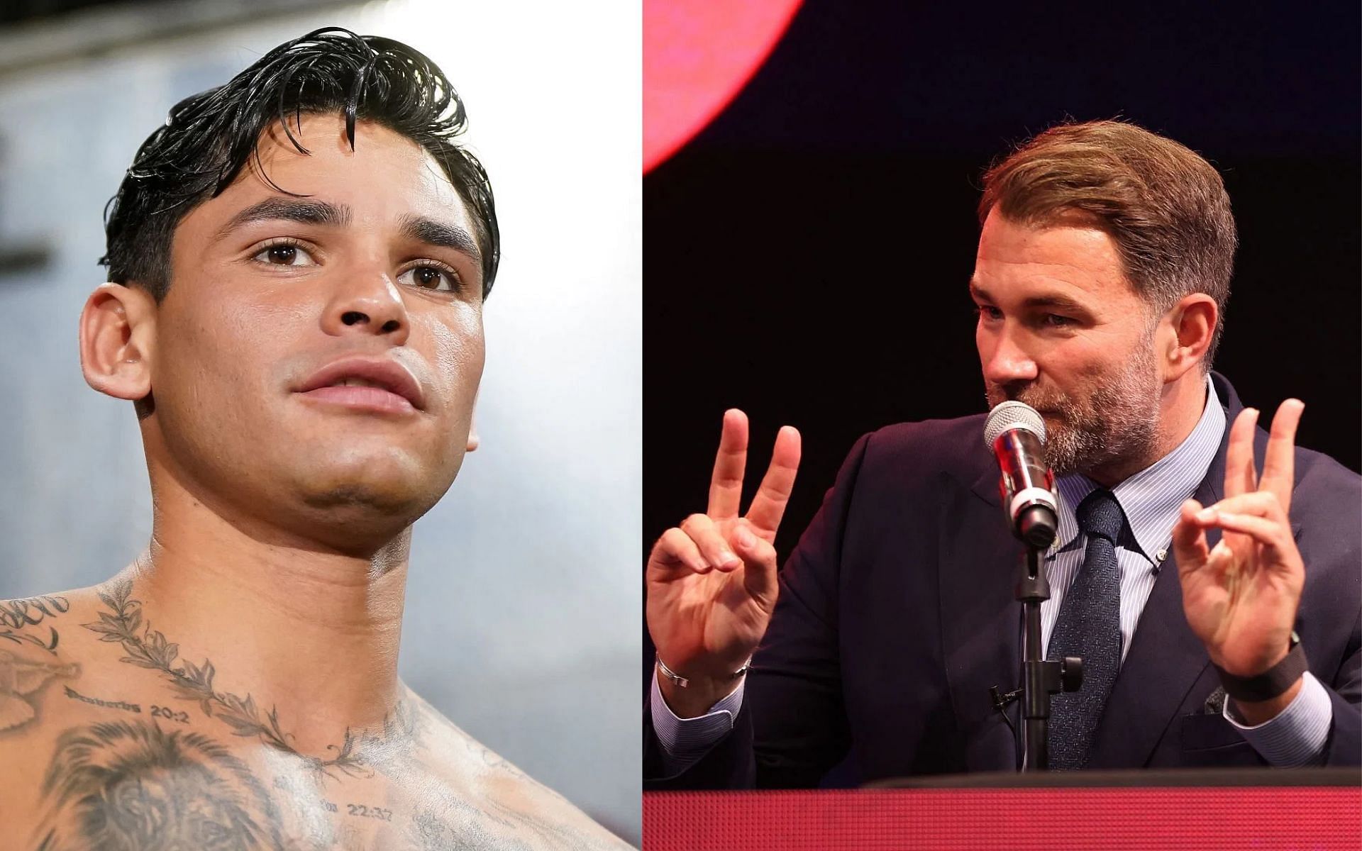 Eddie Hearn (right) shares warning with Ryan Garcia (left) after his PED accusations [Images Courtesy: @GettyImages]