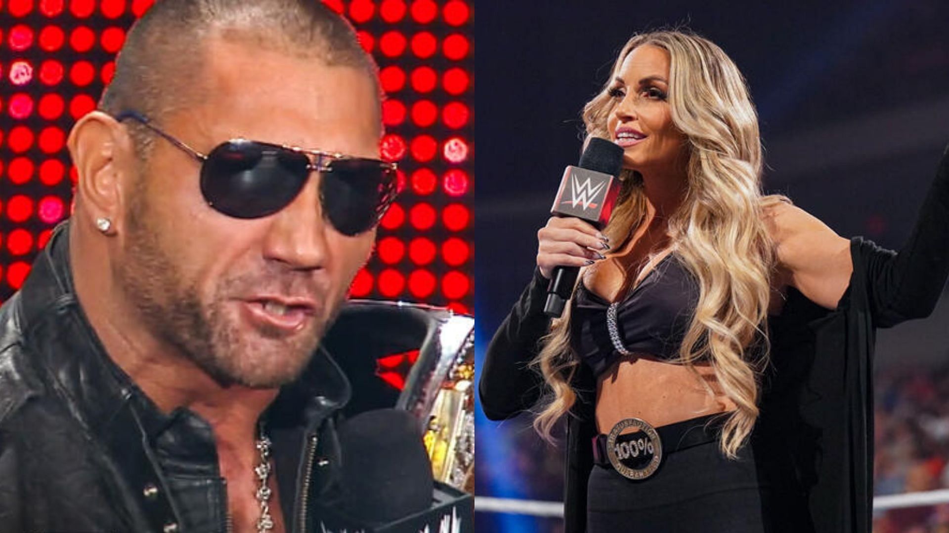 Batista (left) and Trish Stratus (right)