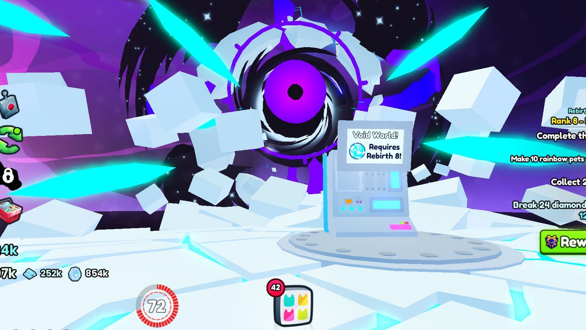 Use the machine to teleport to the Void World (Image via Roblox)