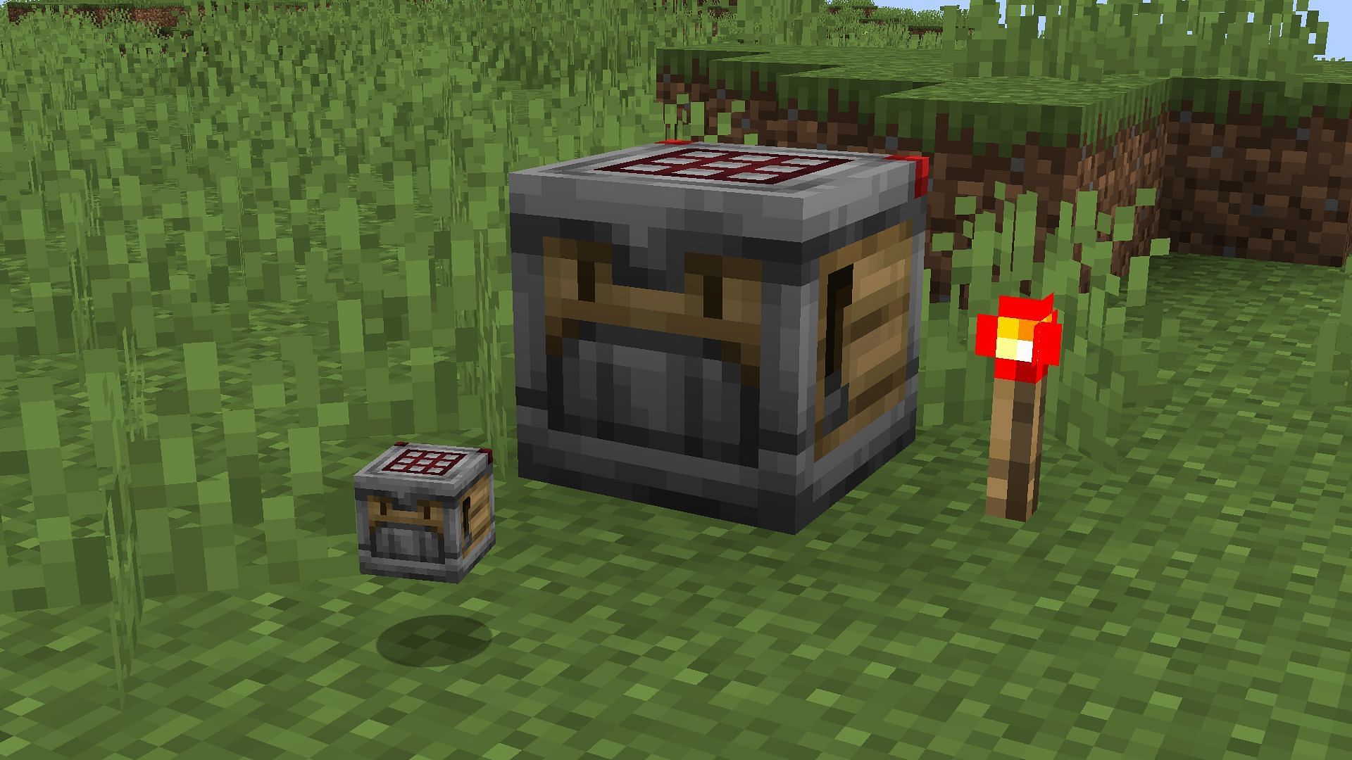 A crafter is a block that can craft items automatically and drop them in the world (Image via Mojang Studios)