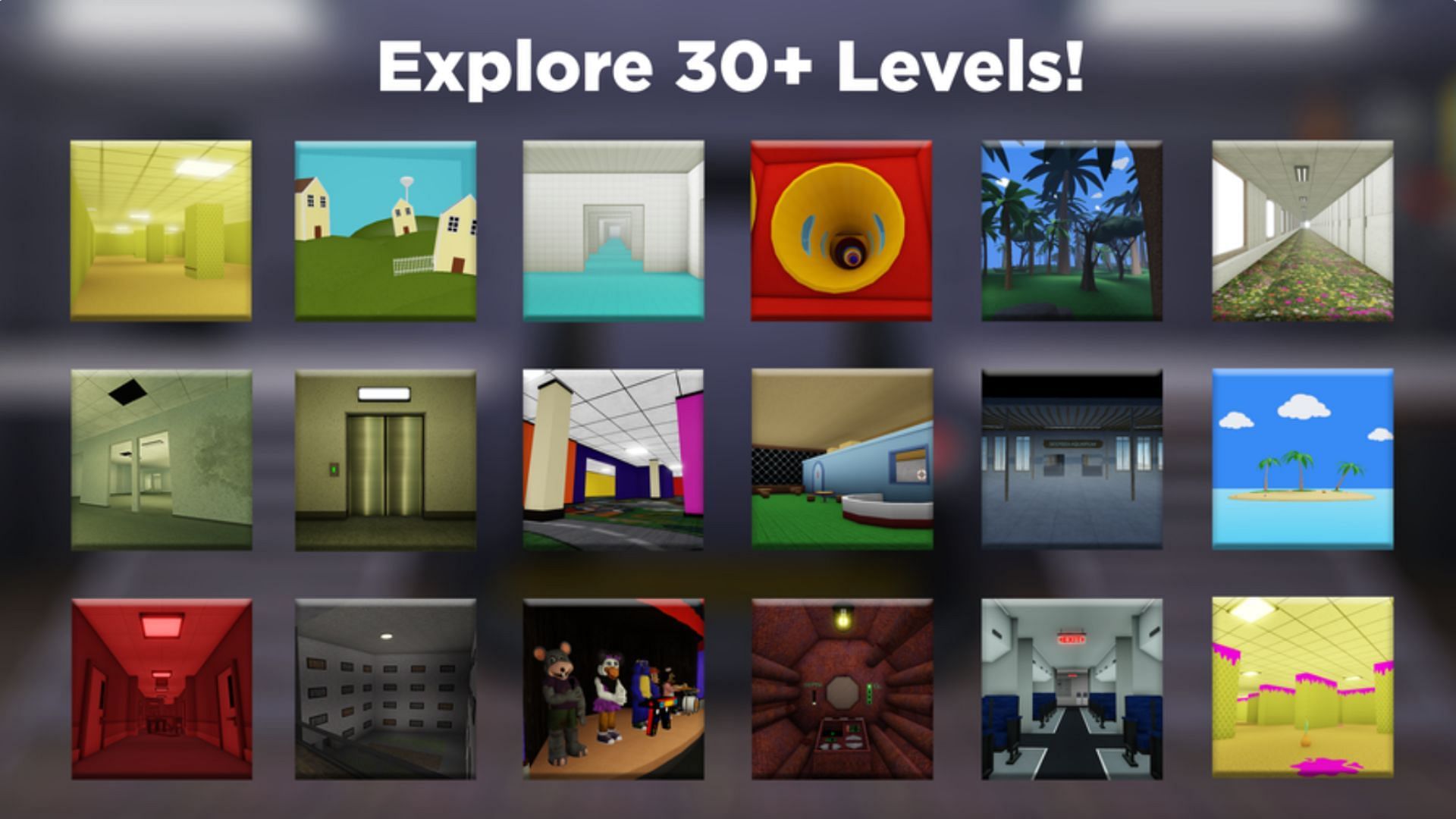 Explore 30+ Levels in Shrek in the Backrooms (Image via Roblox)