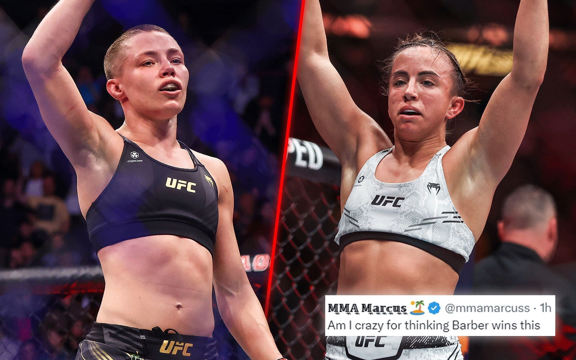 Fans react to Rose Namajunas (left) vs. Maycee Barber (right) fight [Images courtesy: Getty]