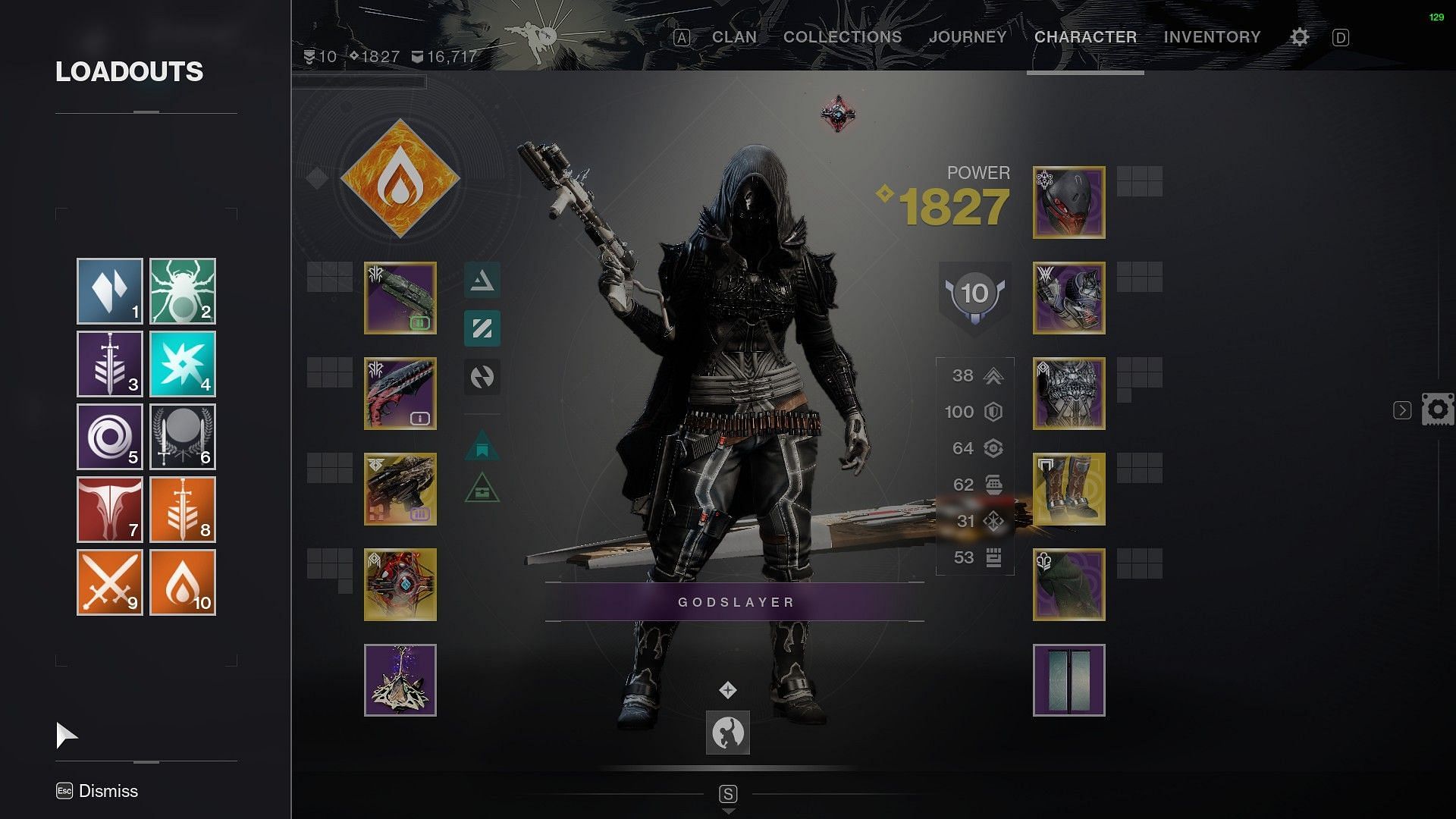 Loadout screen in Destiny 2 (Image via Bungie) 