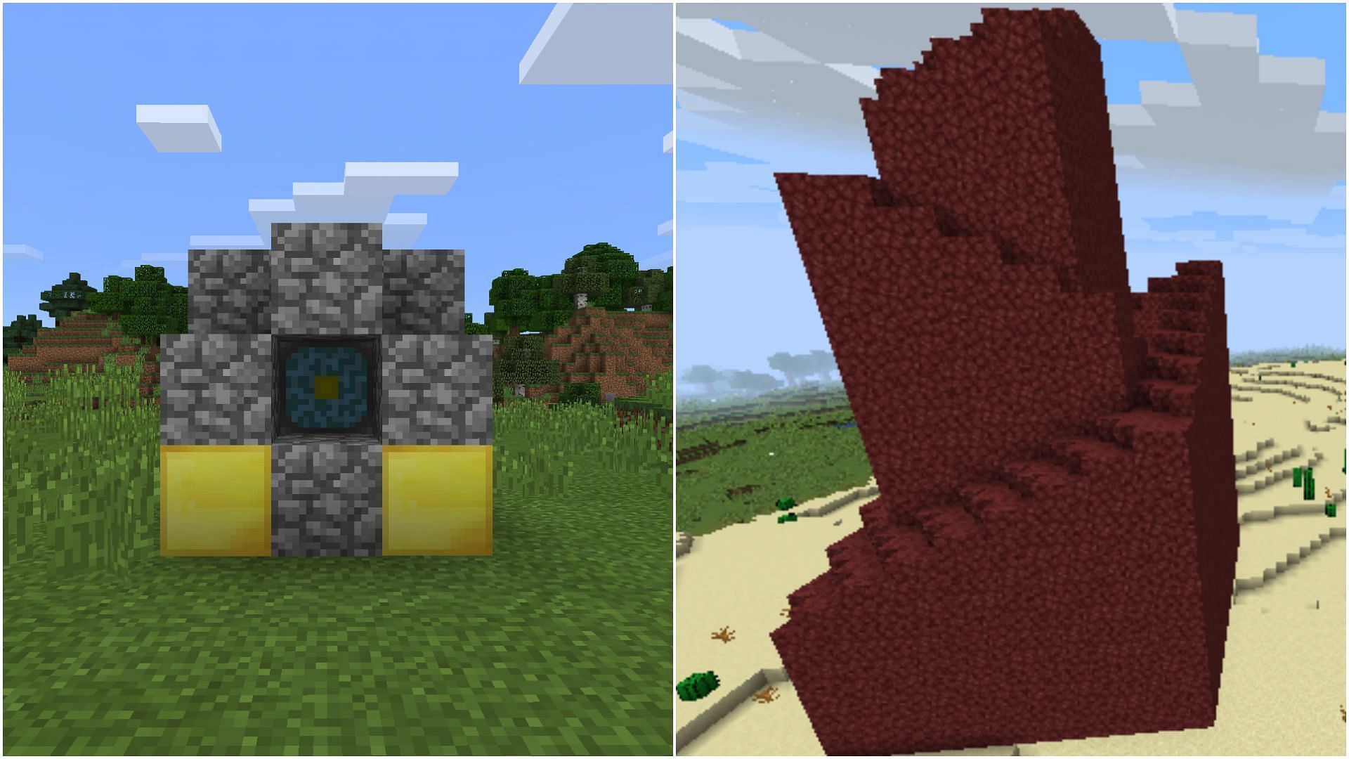 Nether reactor core and Nether reactor structure (Collage via Sportskeeda)