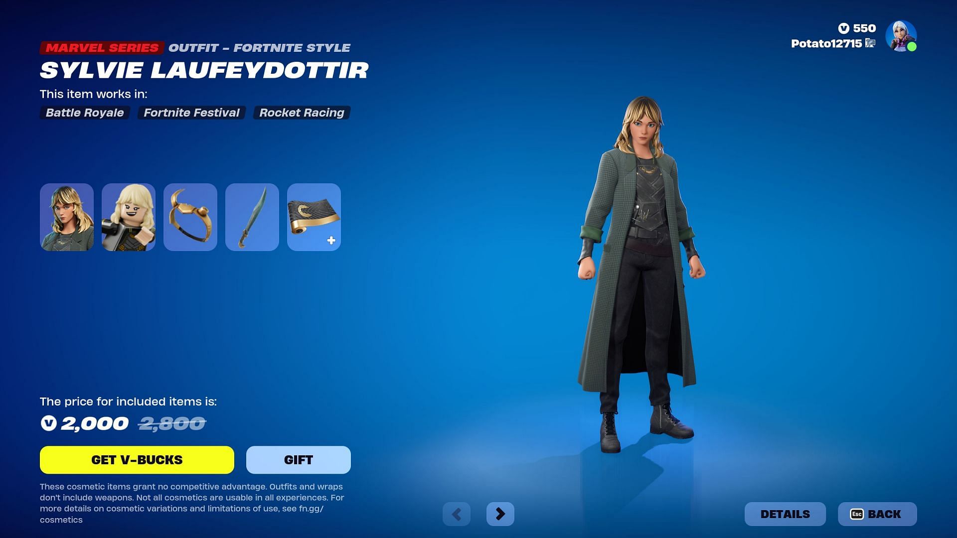 Sylvie Laufeydottir is currently listed in the Item Shop (Image via Epic Games)