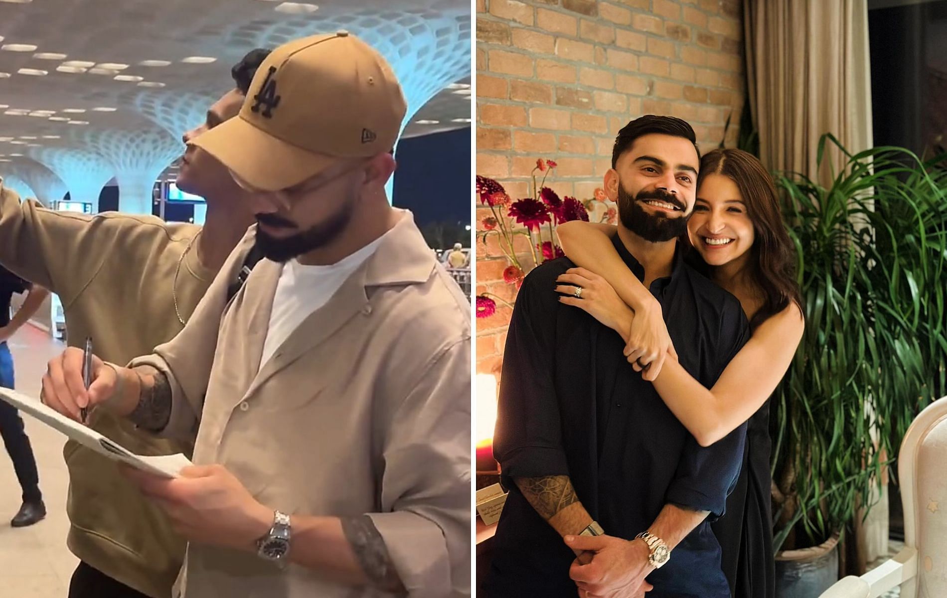 Virat Kohli (L) at the Mumbai airport. (Pic: Viral Bhayani/Instagram)