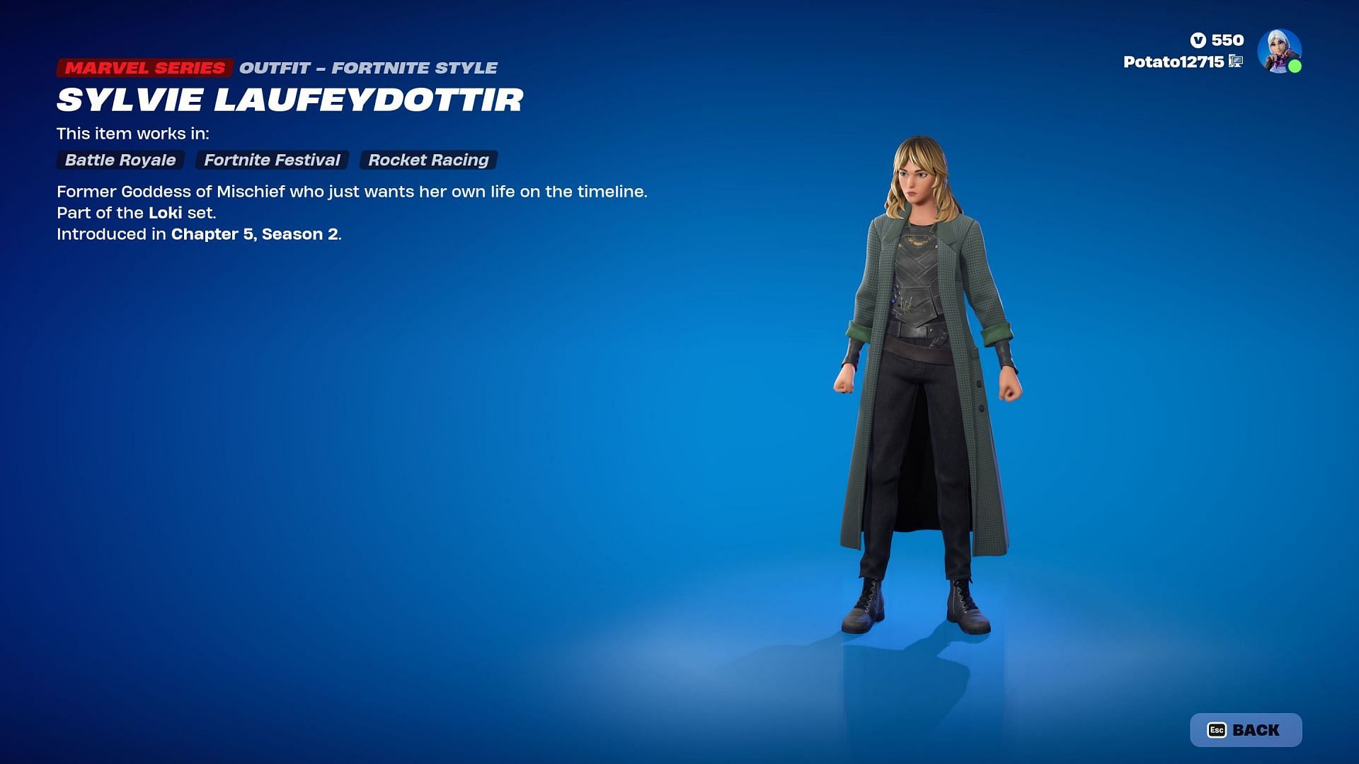 Sylvie Laufeydottir is finally in Fortnite (Image via Epic Games/Fortnite)
