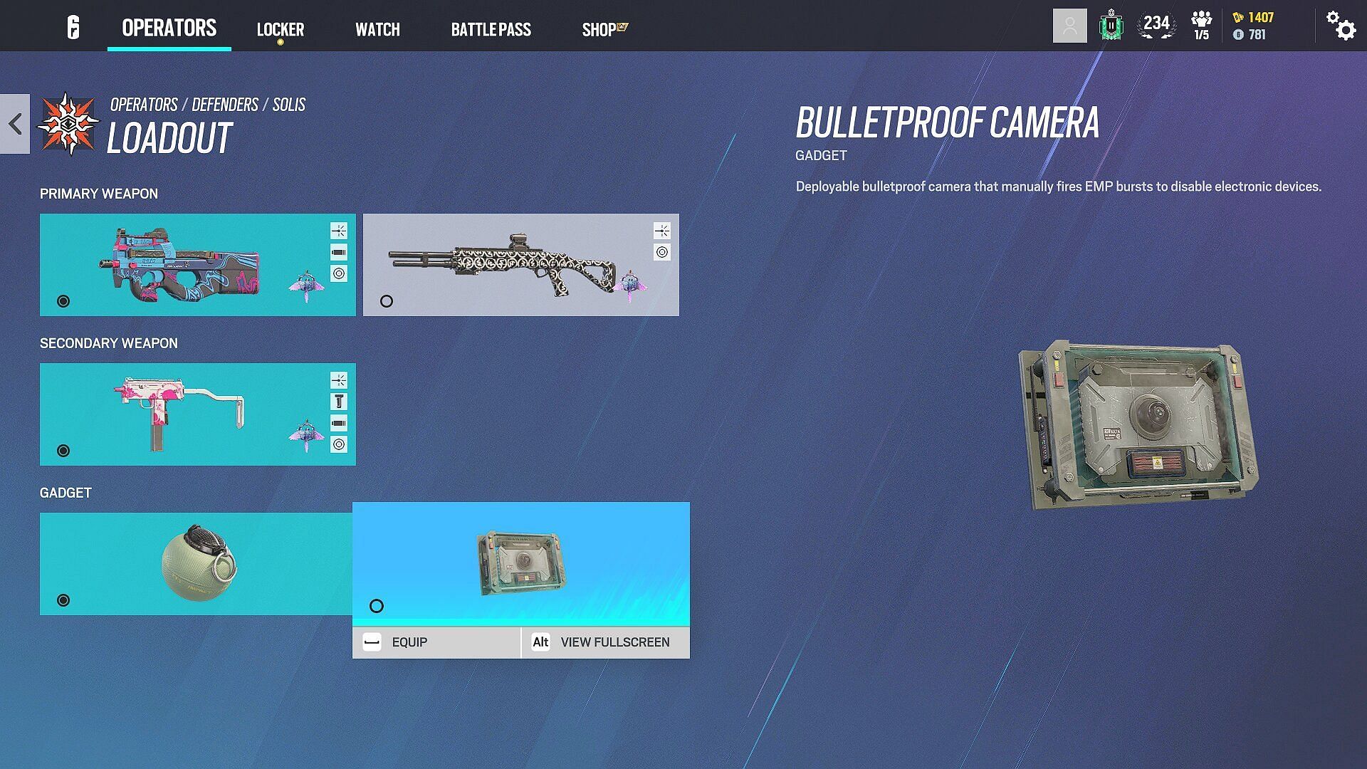 Impact Grenade and Bulletproof cam are the two options for Solis Loadout (Image via Ubisoft)