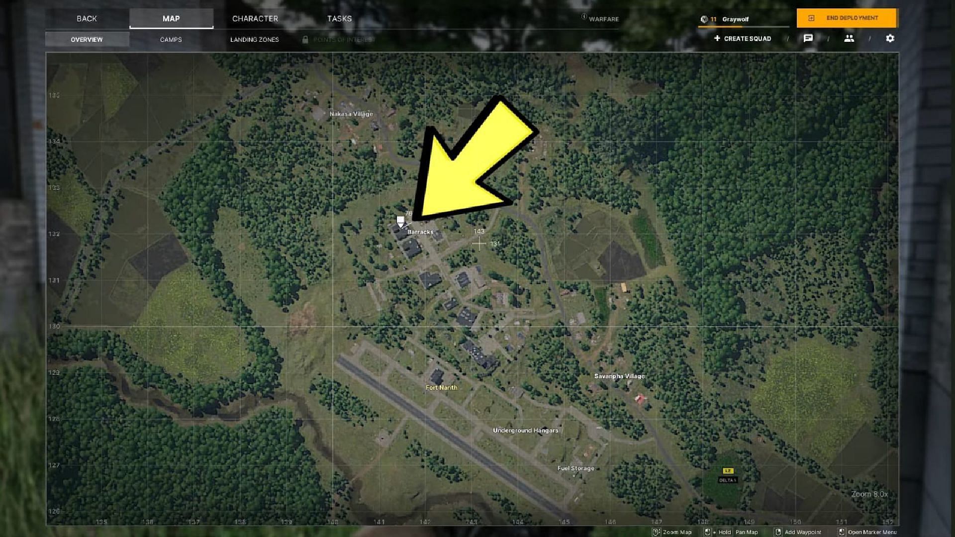 Map location of the task (Image via Madfinger Games || YouTube@Joe Iz Gaming)