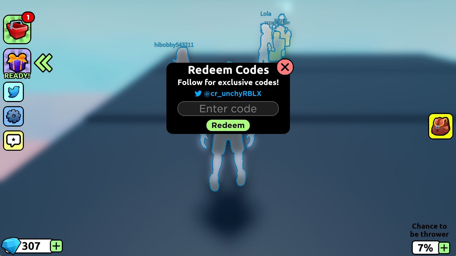 The code redemption process (Image via Roblox)