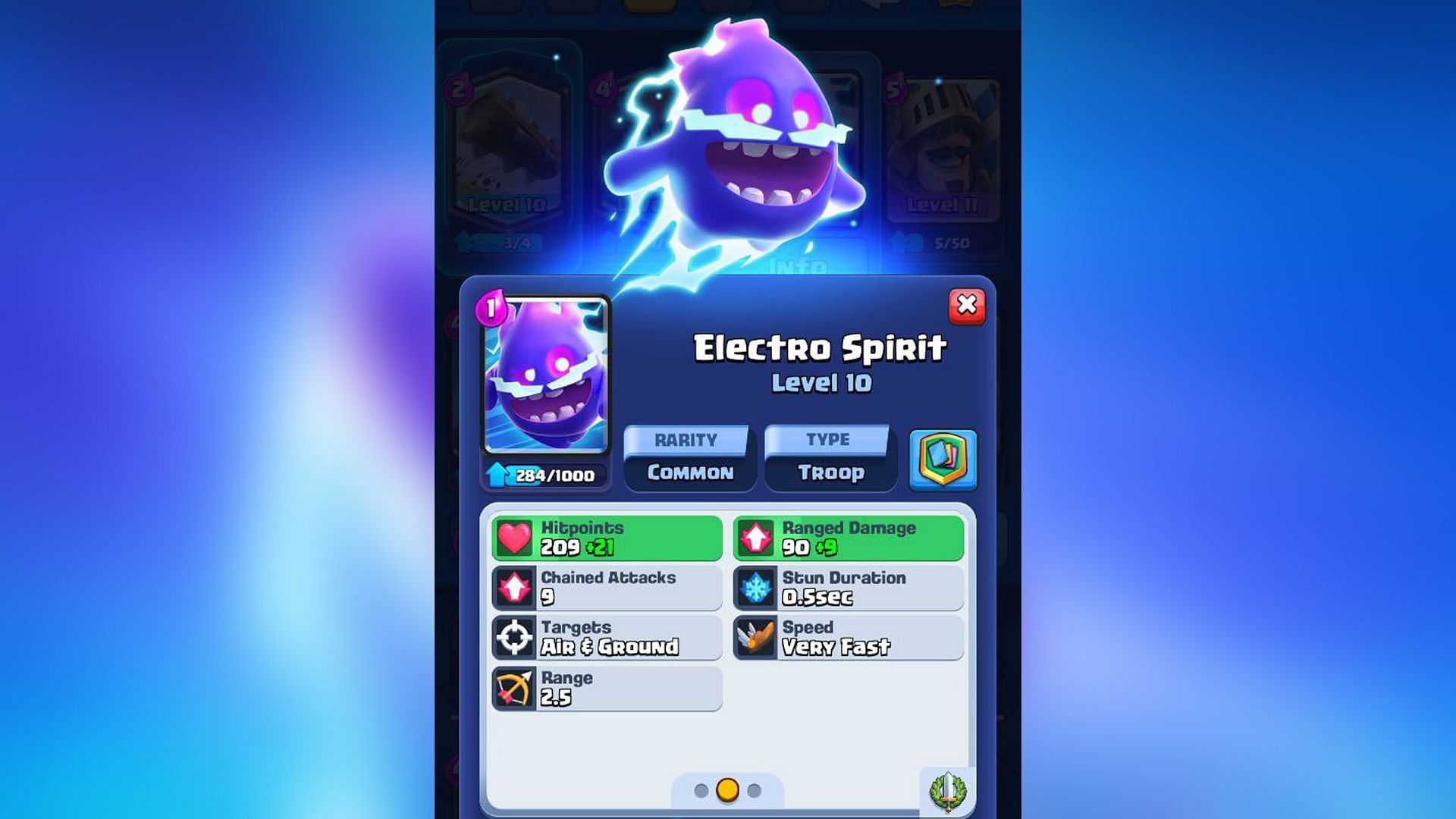 Electro Spirit stats (Image via Supercell)