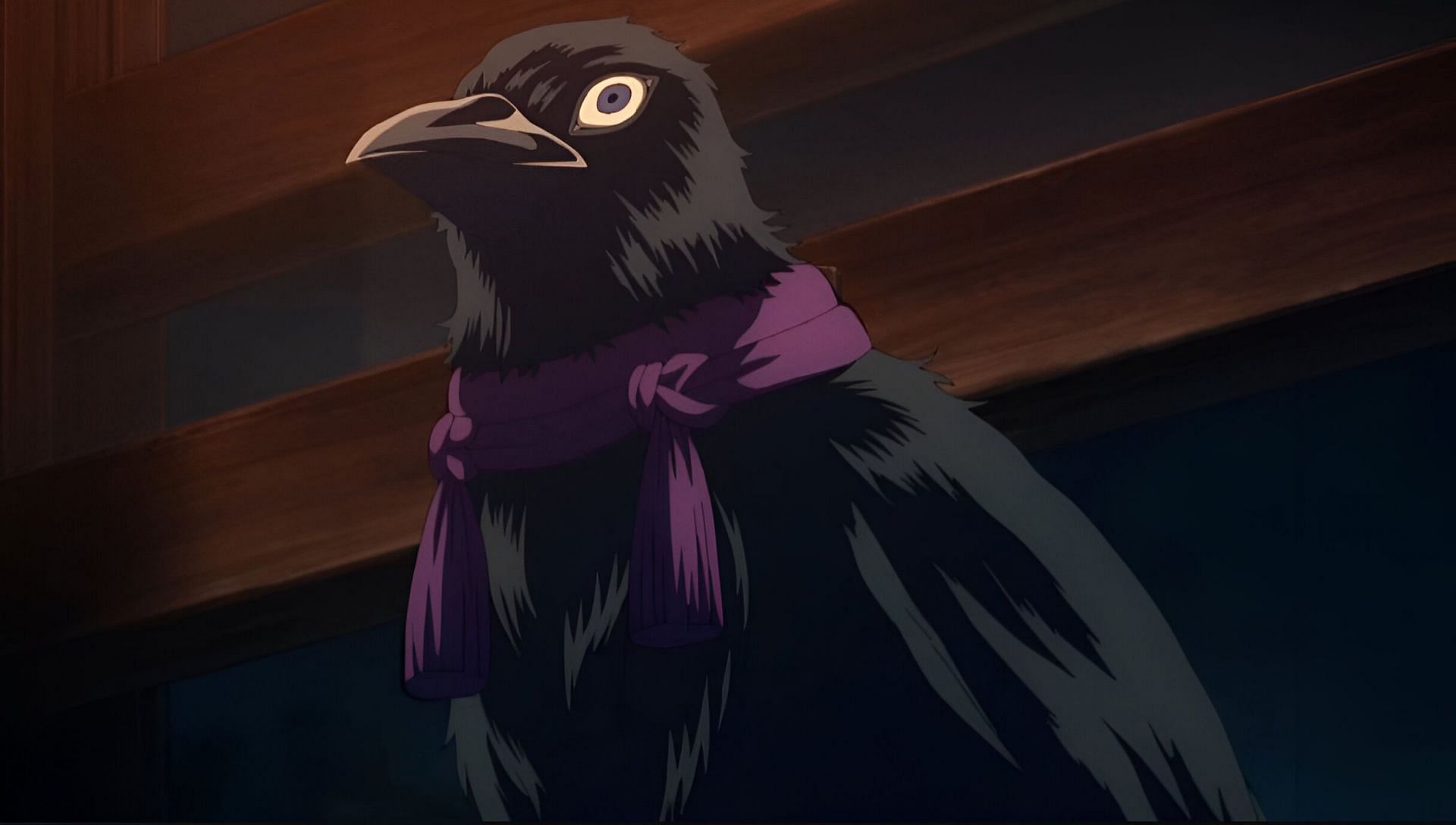Kagaya Ubuyashiki&#039;s crow is voiced by the same actor who played Aizen from Bleach (Image via Ufotable)