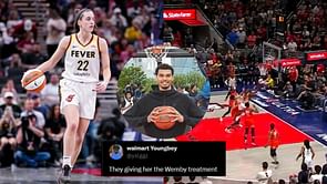 "They giving her the Wemby treatment" - Caitlin Clark stans fuming after Aaliyah Boston bricks game-tying layup in close loss to Sun