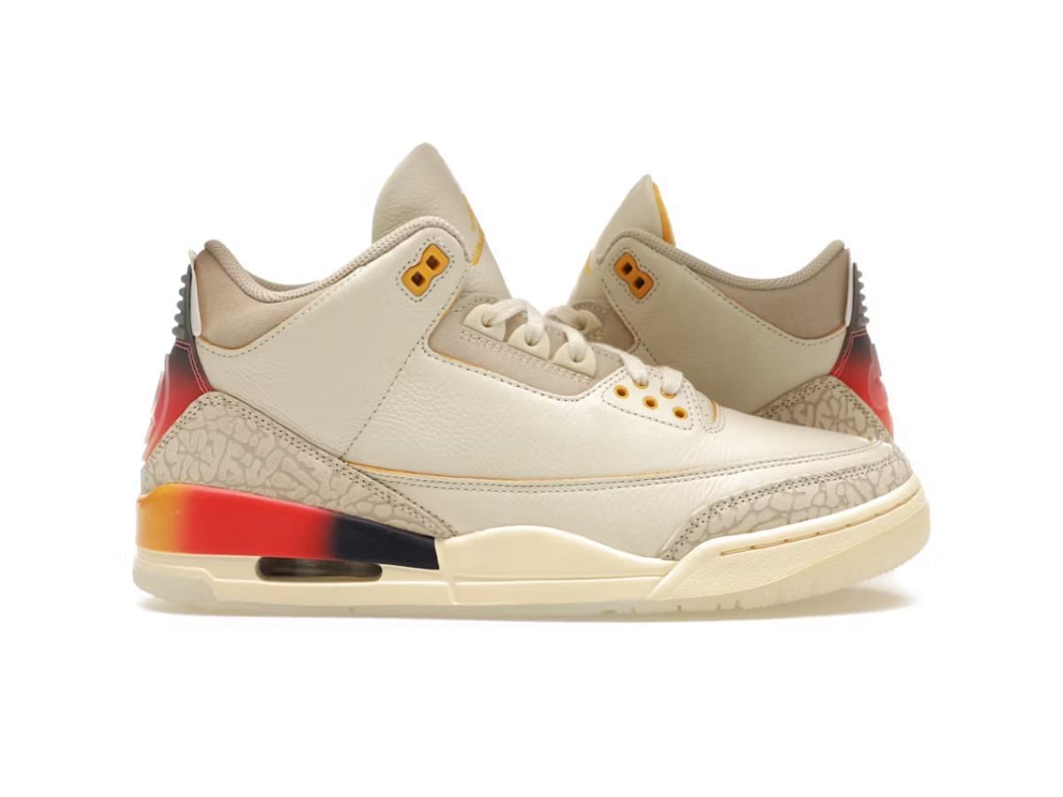 The J Balvin x Jordan 3 Retro SP Medellin sunset (Image via StockX)