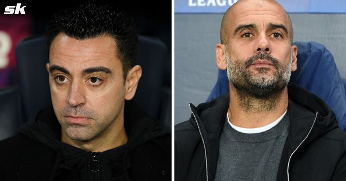 Pep Guardiola and Xavi Hernandez 