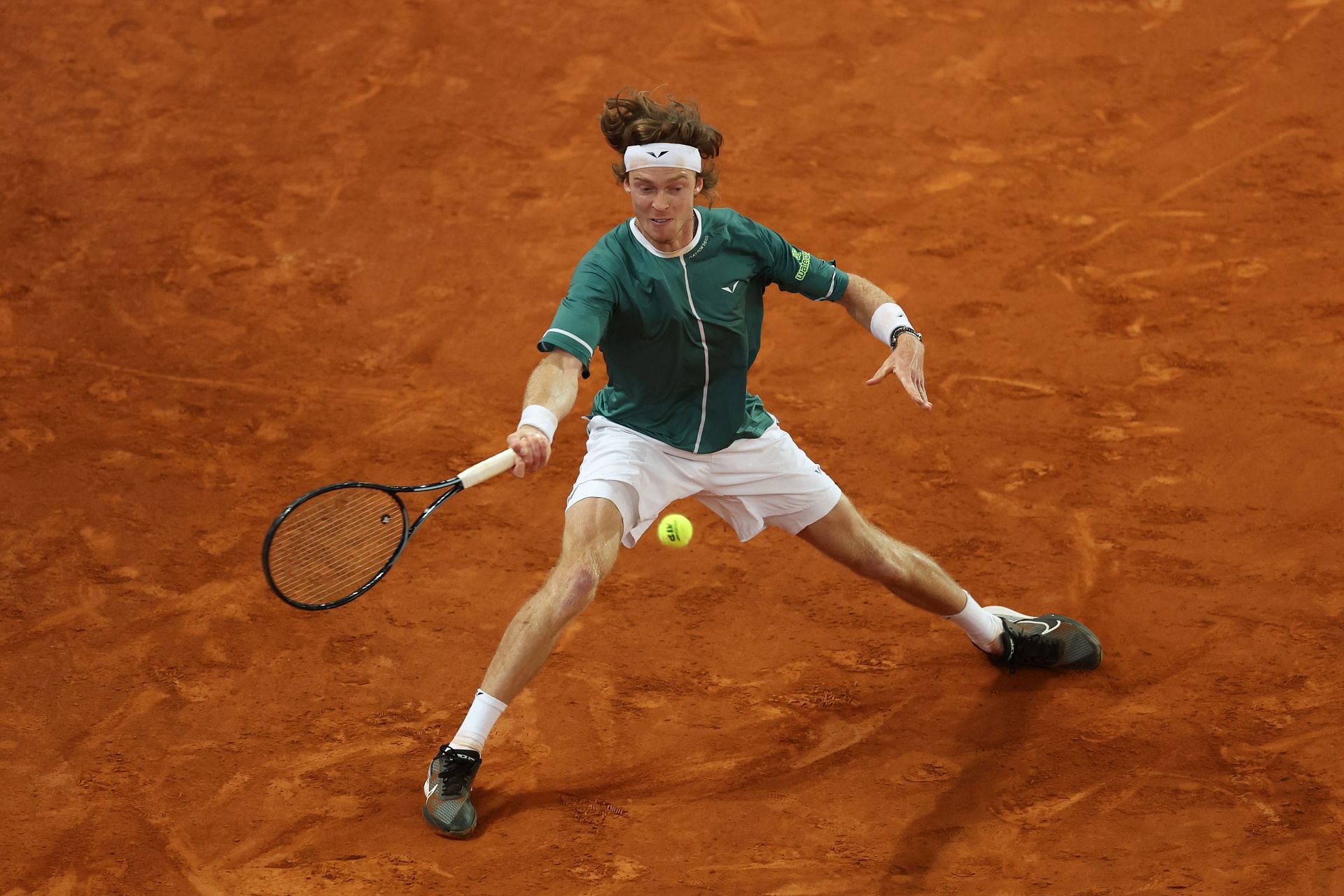 Andrey Rublev hits a forehand