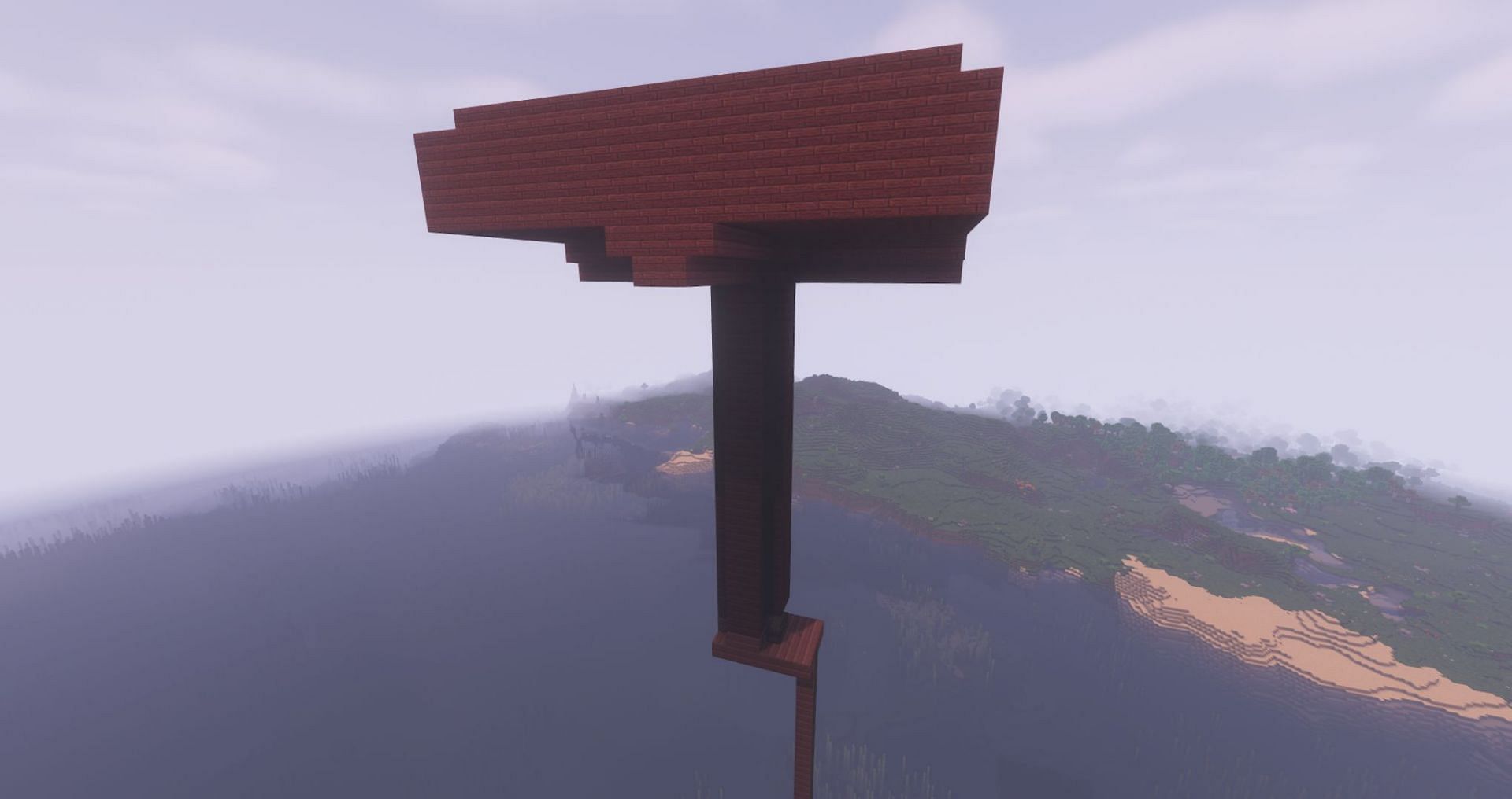 Building the farm up in the sky might be ugly, but it&#039;s the most efficient spot (Image via Mojang)
