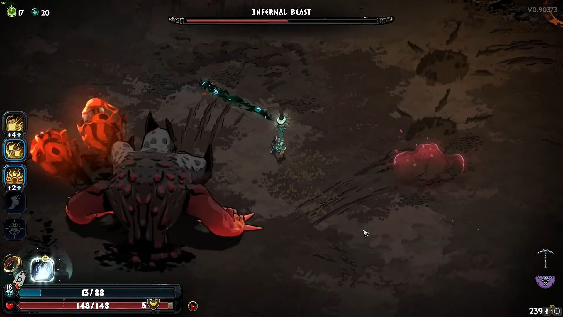 Cerberus using Flame Fangs during phase 1 (Image via Supergiant Games || YouTube @Johnnie&#039;s Here)