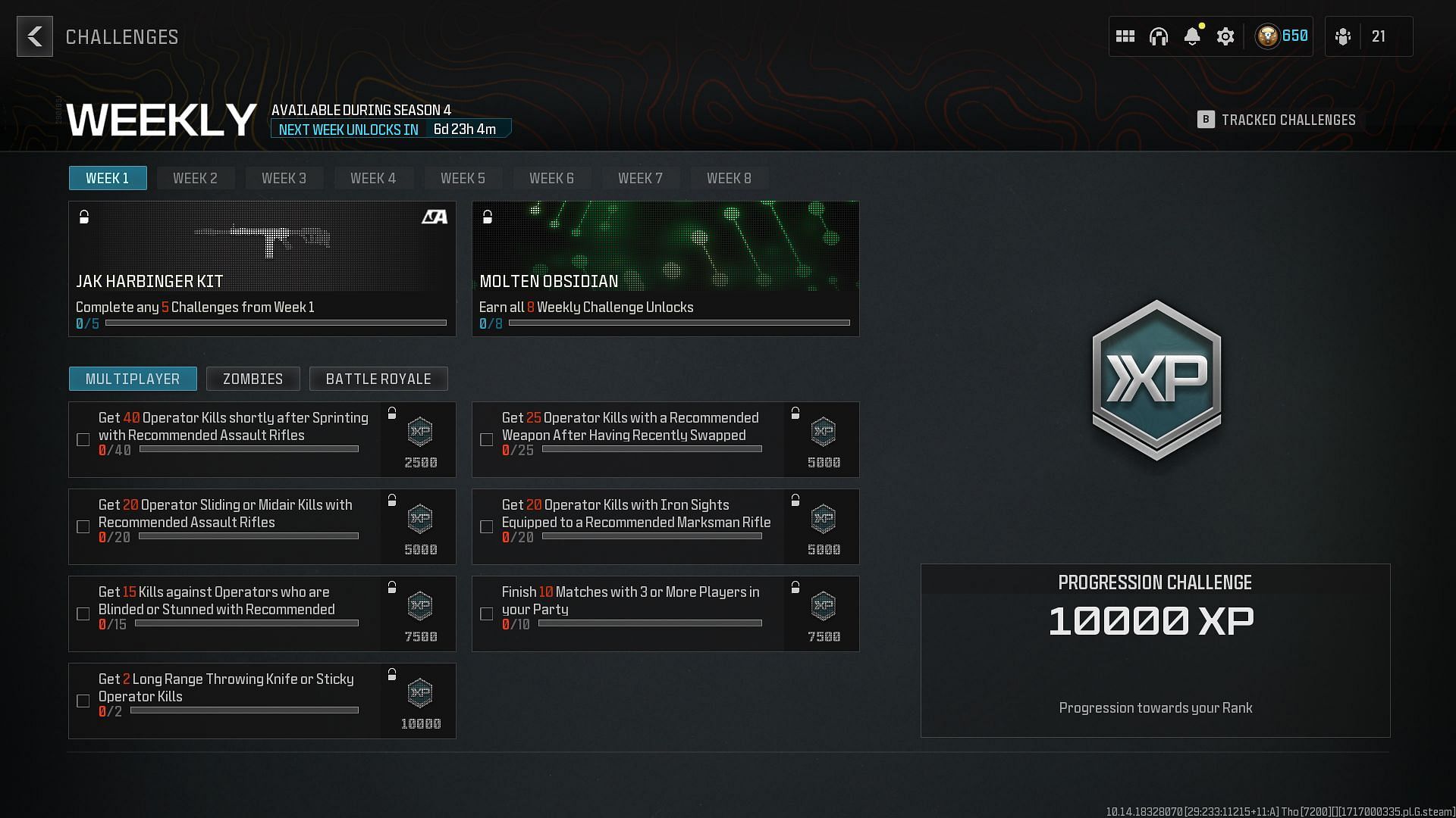 All MW3 Multiplayer Season 4 Week 1 challenges and rewards (Image via Activision)