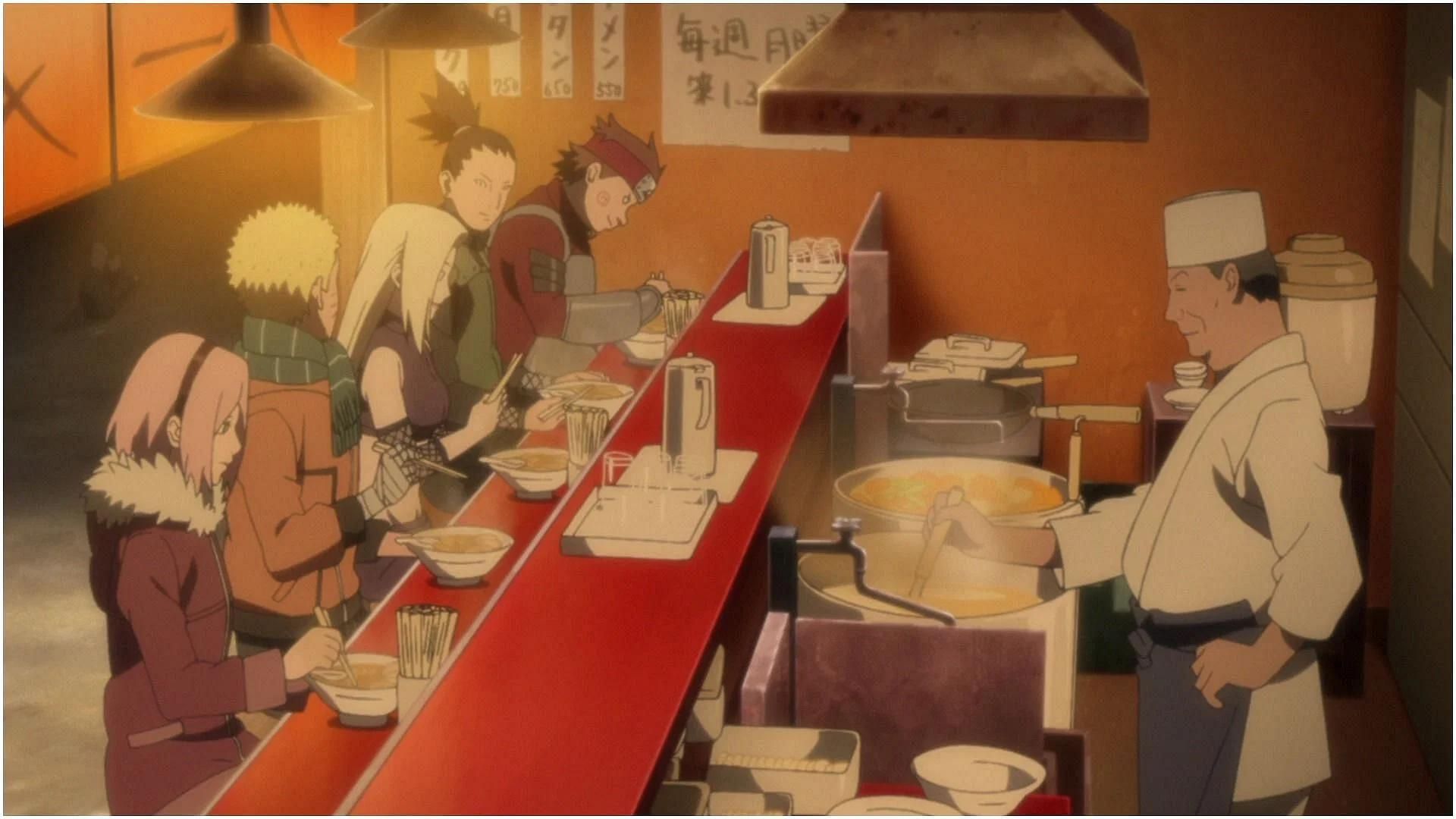 All the heroes at Ichiraku Ramen (Image via Studio Pierrot)