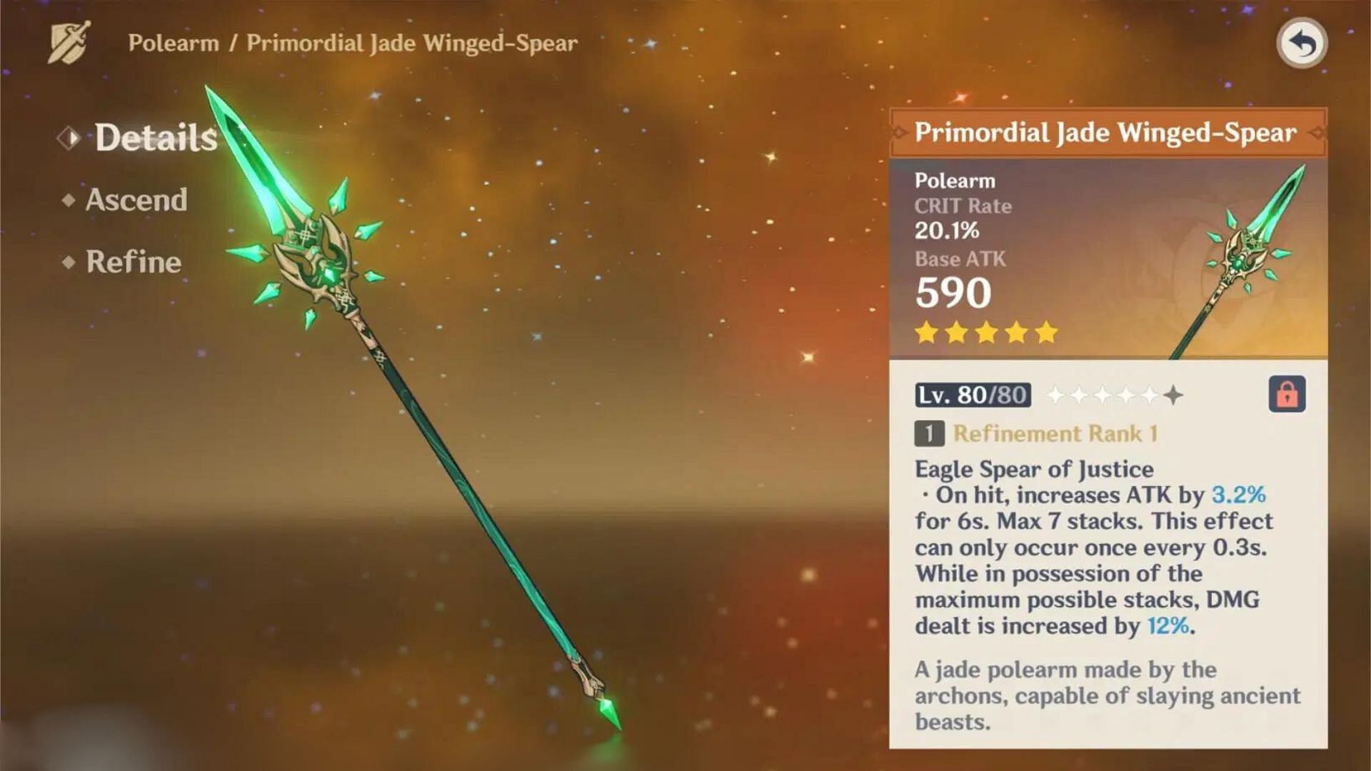 Primordial Jade-Winged Spear (Image via HoYoverse)