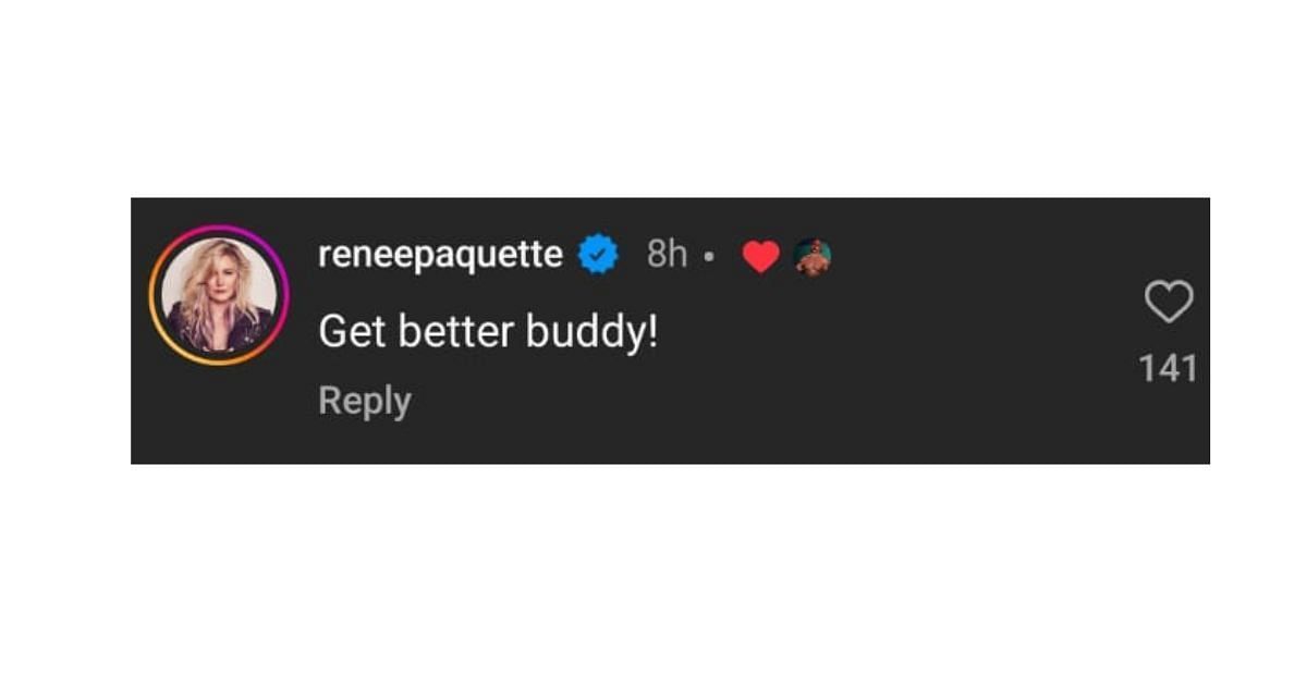 A screenshot of Renee Paquette&#039;s comment on Instagram