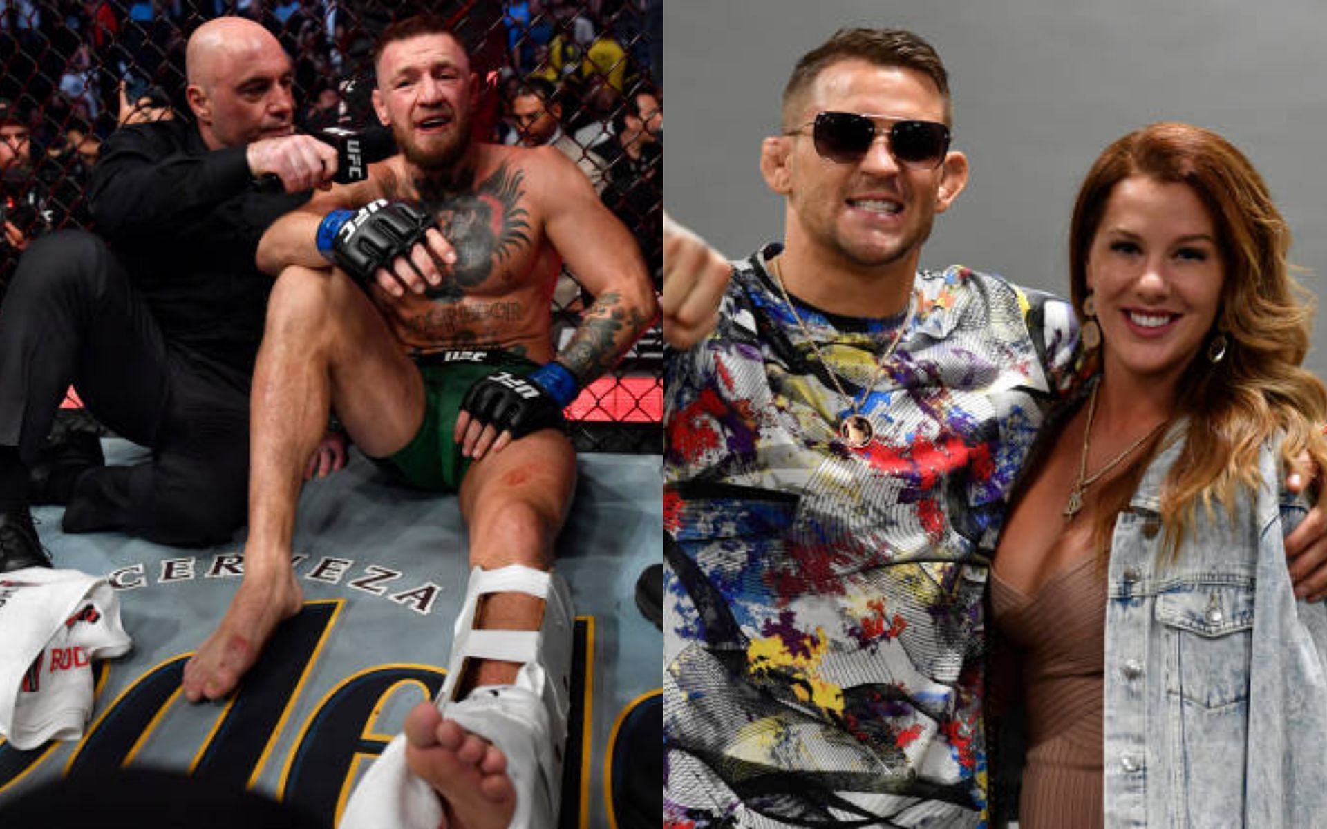 Conor McGregor (left) targets Dustin Poirier and wife Julie (right) [Image credits: Getty Images]
