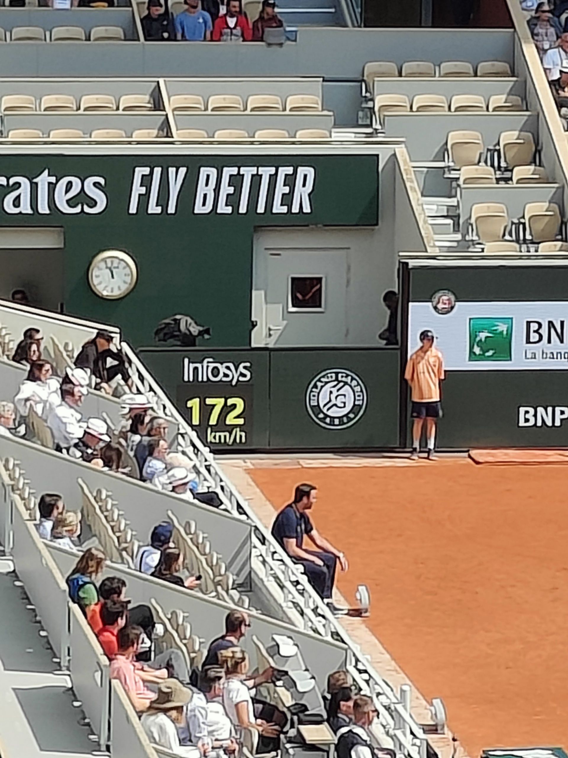 The Infosys logo on Court Philippe Chatrier at Roland-Garros