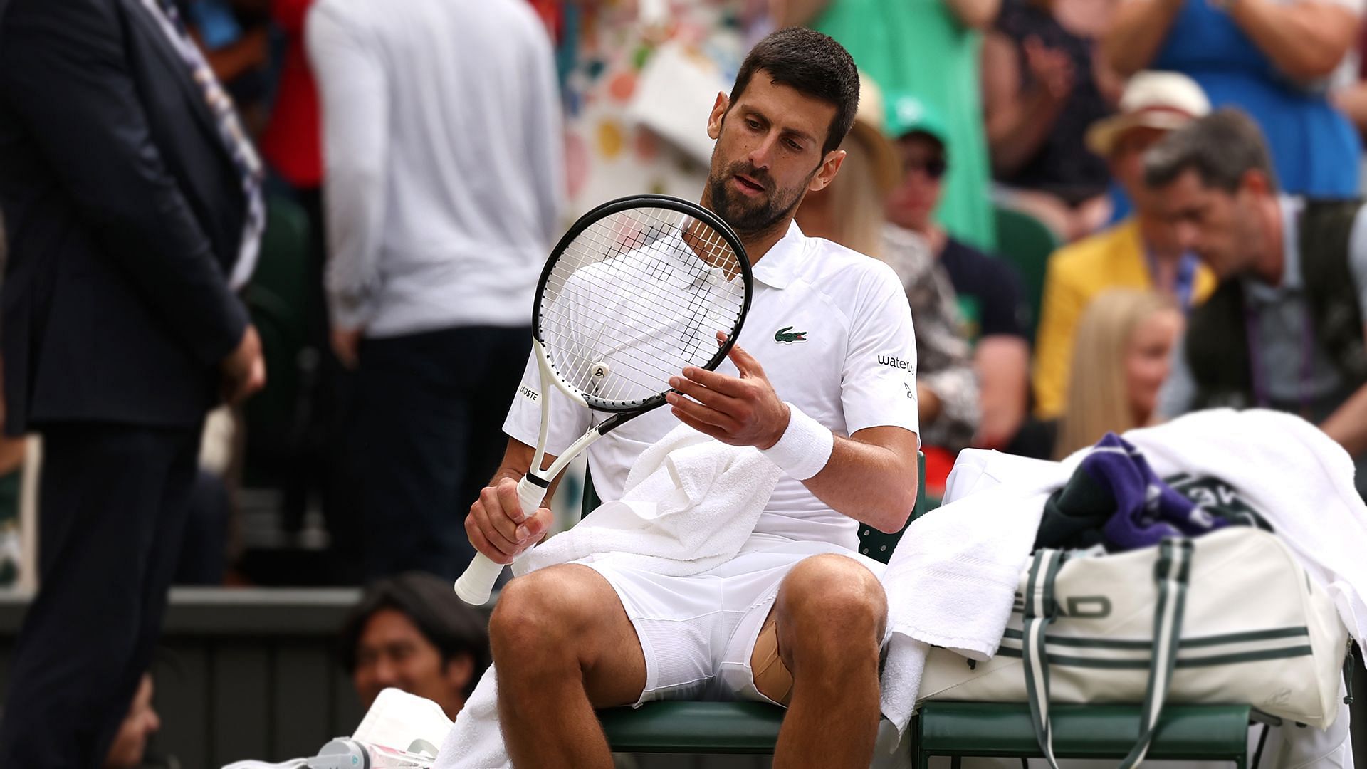 Novak Djokovic at the 2023 Wimbledon Championships. Image: Getty Images