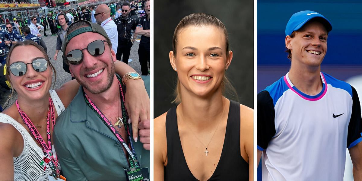 (Left to Right) Aryna Sabalenka, Georgios Frangulis, Anna Kalinskaya, Jannik Sinner (Source: Instagram; Getty Images)