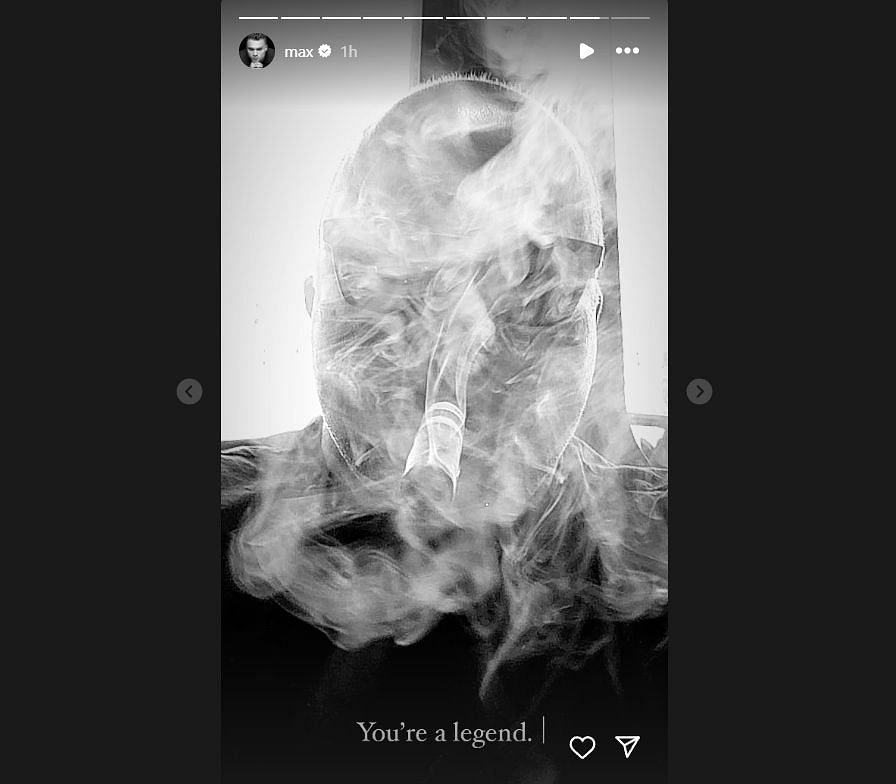 Tie Domi behind a cloud of cigar smoke. | Source: Max Domi on Instagram