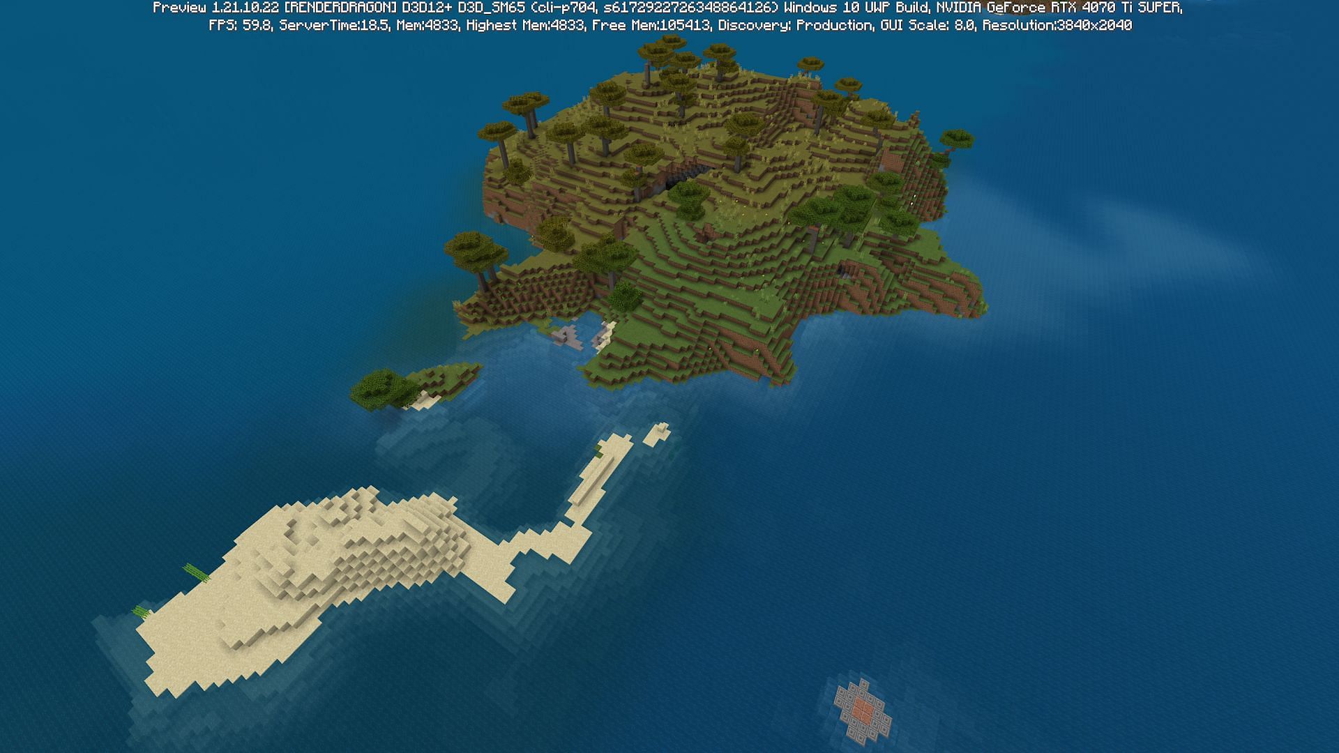 The seed&#039;s survival island (Image via Mojang)