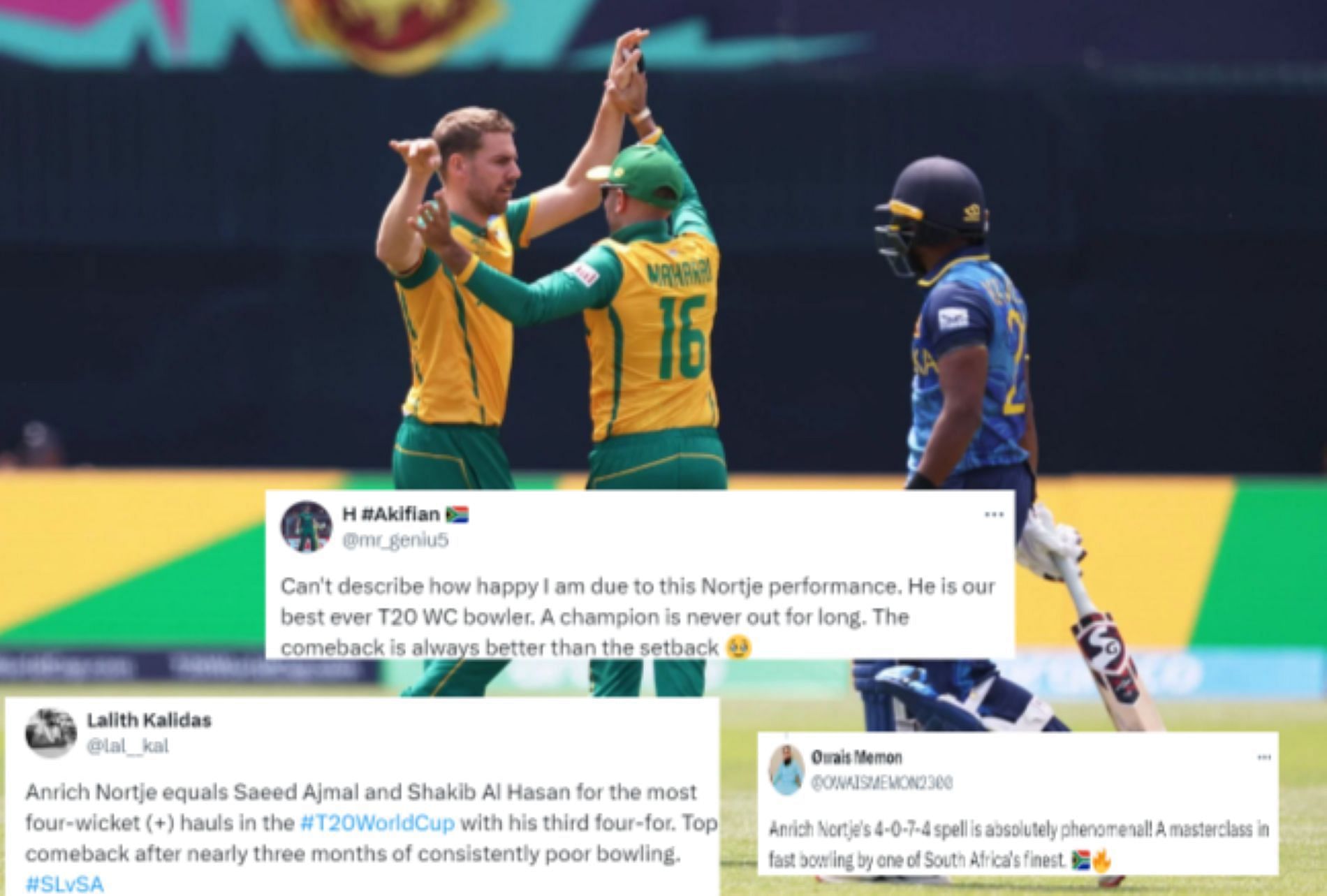 Nortje wrecked the Sri Lankan batting with a brilliant spell of fast bowling