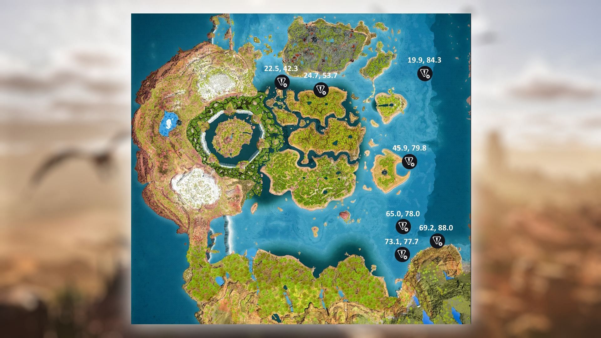 All underwater Loot Crate locations on The Center (Image via Studio Wildcard || ark-unity.com)