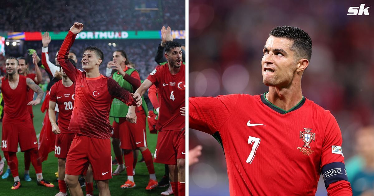 Turkey team (left) and Cristiano Ronaldo