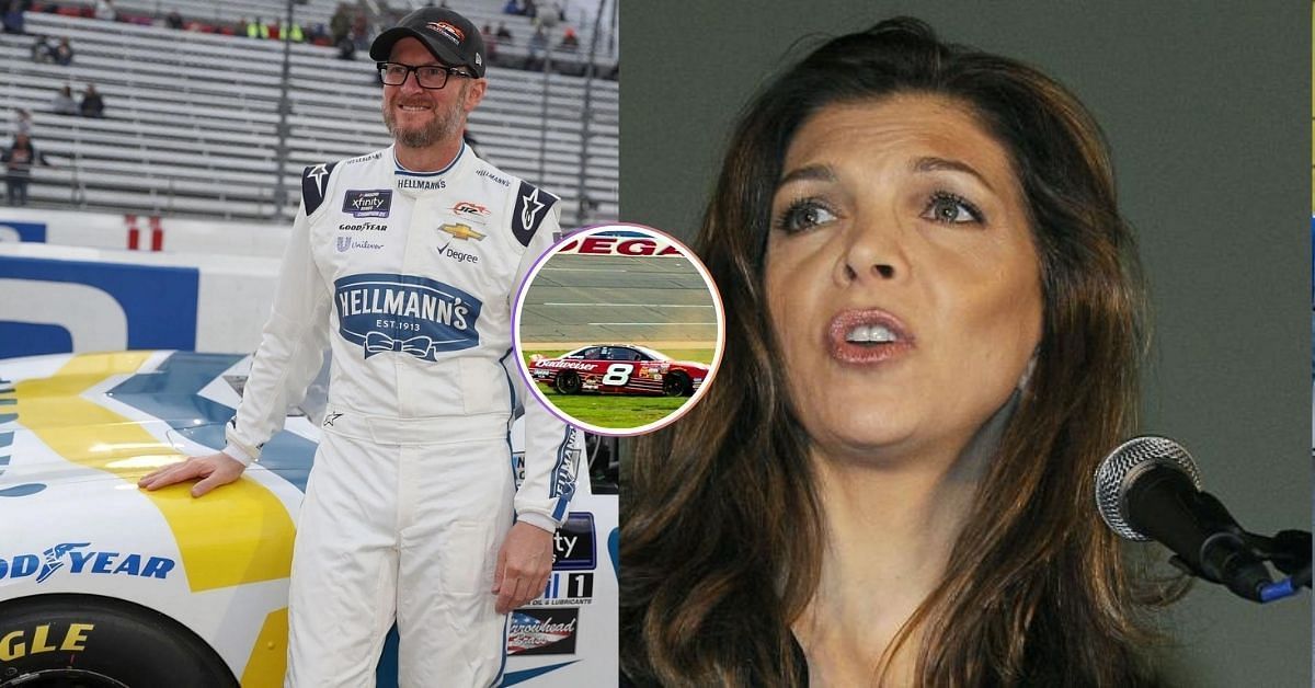 Dale Earnhardt Jr. (L) made his move to acquire the iconic #8 logo (center) rights as Teresa Earnhardt (R) didn