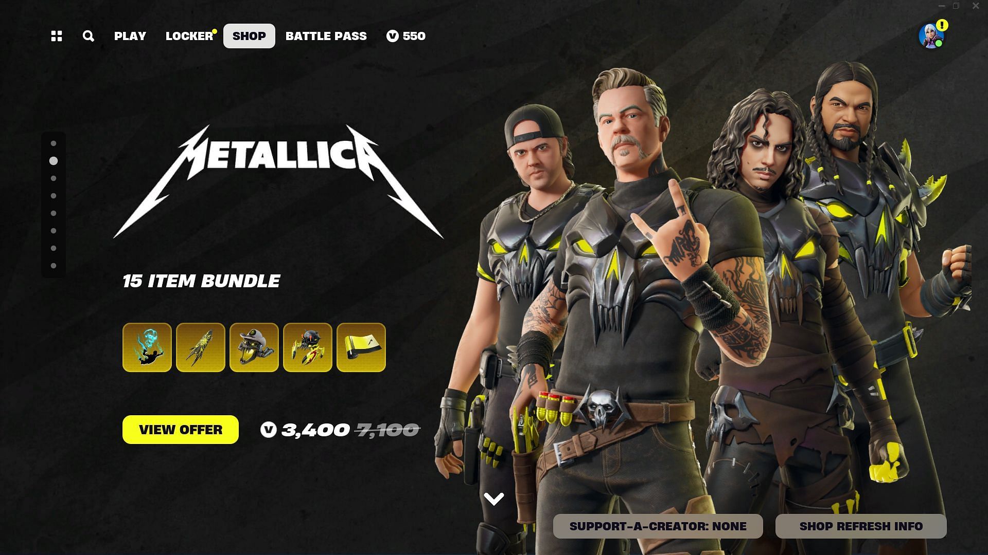 You can purchase Robert, Lars, James, and Kirk (Metallica) skins in Fortnite (Image via Epic Games)