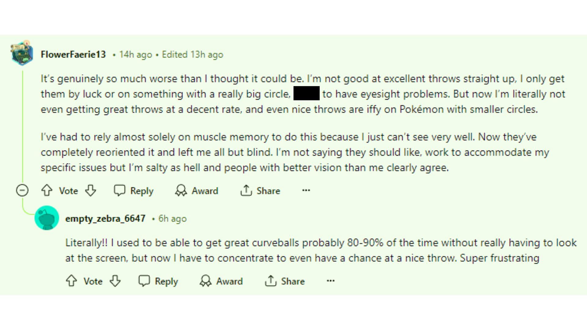 Pokemon GO players have voiced various personal difficulties disrupting the gameplay (Image via Reddit)